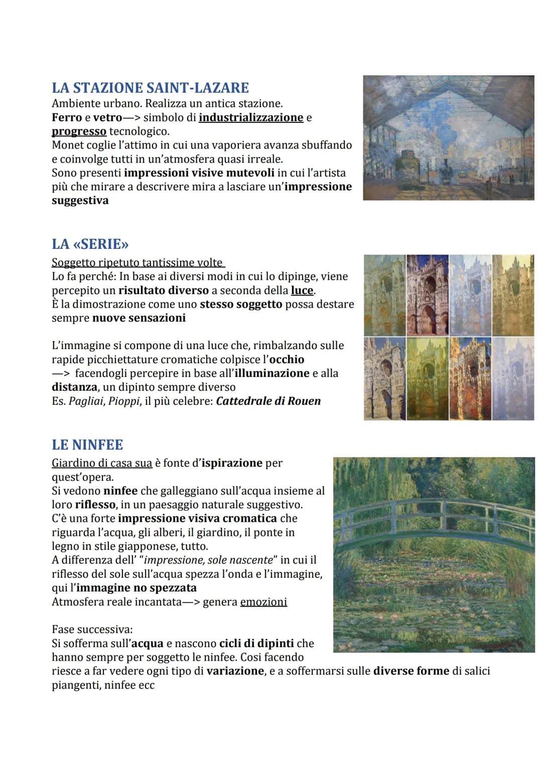 # Impressionismo
Nasce in Francia (1874). È ispirato da movimenti artistici come il Realismo (in
quanto hanno in comune l'attenzione a scen