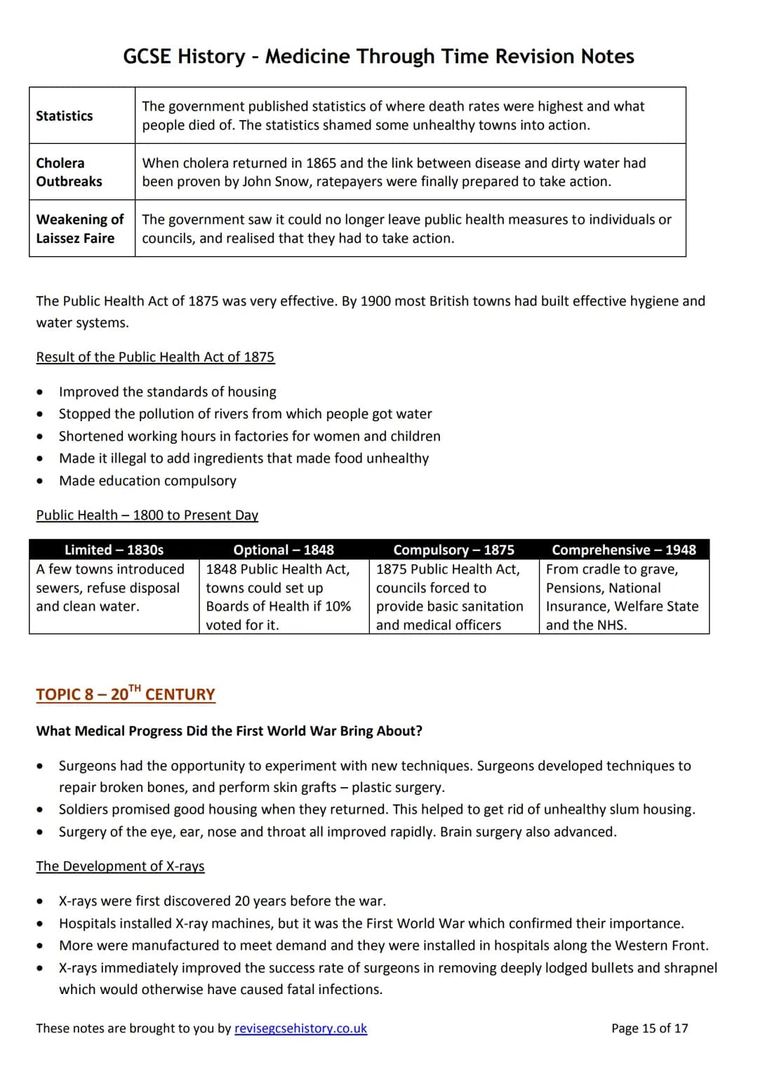 # GCSE History - Medicine Through Time Revision Notes
TOPIC 5-MEDIEVAL
Background Information
- Wars destroyed the Roman public health sy