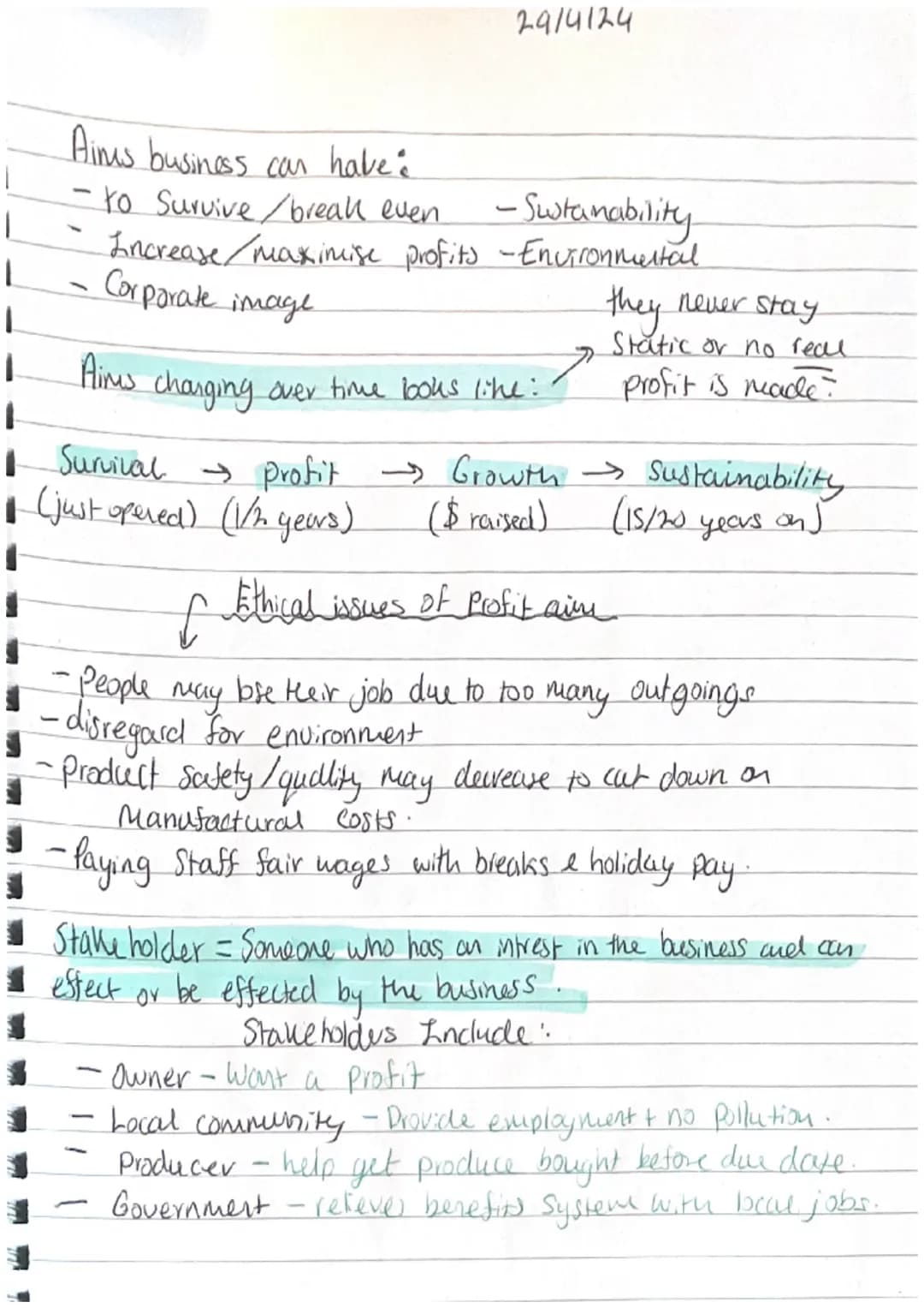 29/4/281
# Business Revision Notes - Question one
Exam technique Important!
Name = simply stave, no need to explain
Discuss = You must state