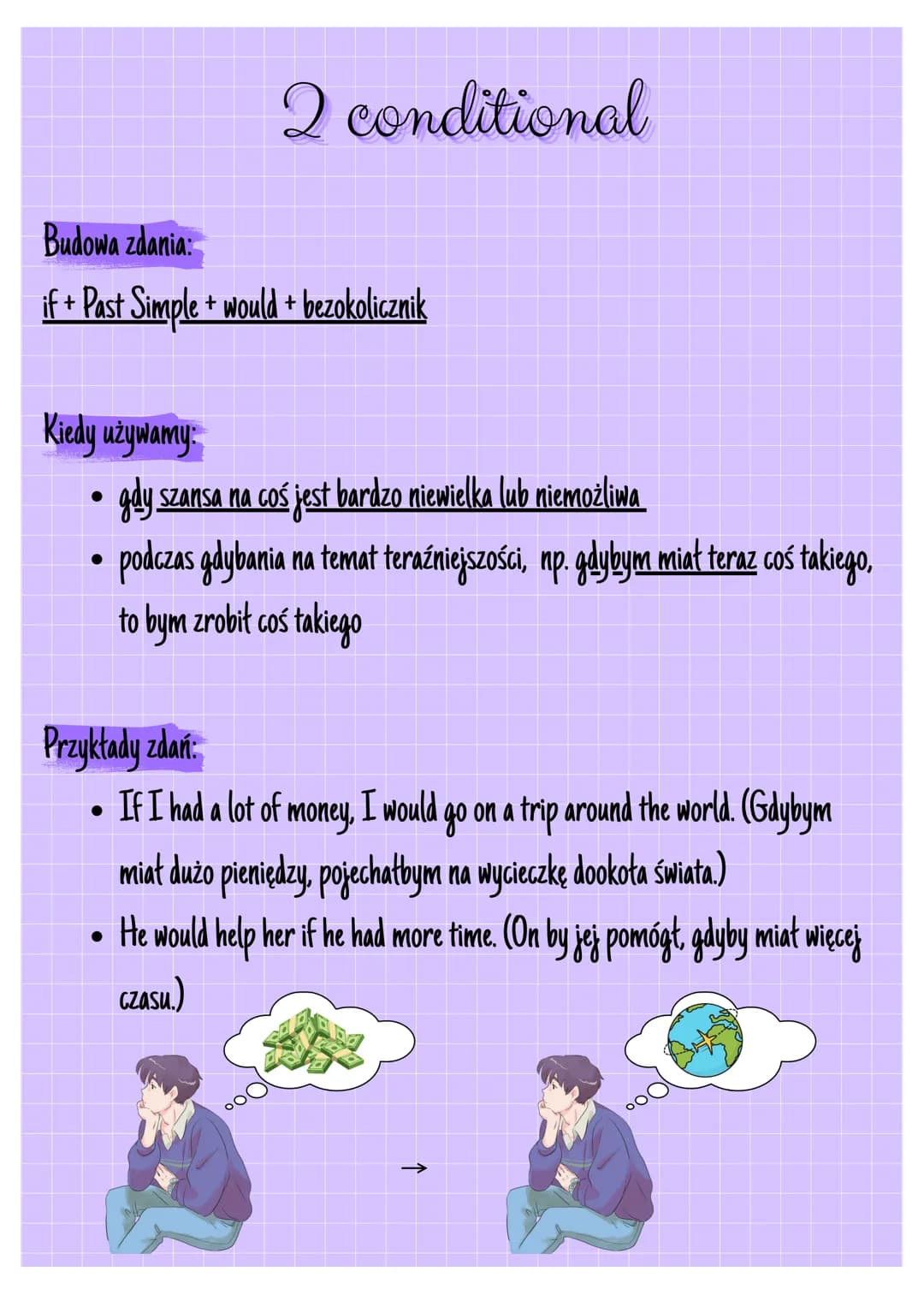# CONDITIONALS
ogólnie:
Tryby warunkowe w języku angielskim, zwane conditionals, to struktury gramatyczne,
które opisują zdarzenia zależne