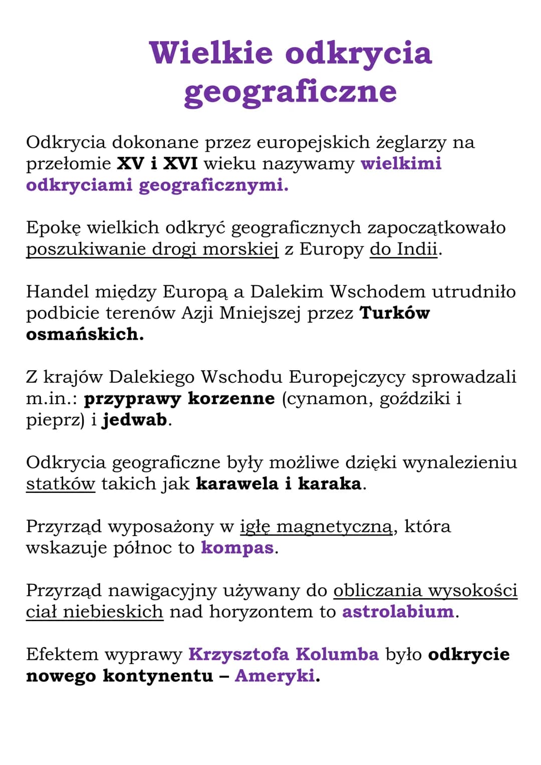 # Wielkie odkrycia
geograficzne
Odkrycia dokonane przez europejskich żeglarzy na
przełomie XV i XVI wieku nazywamy wielkimi
odkryciami geog