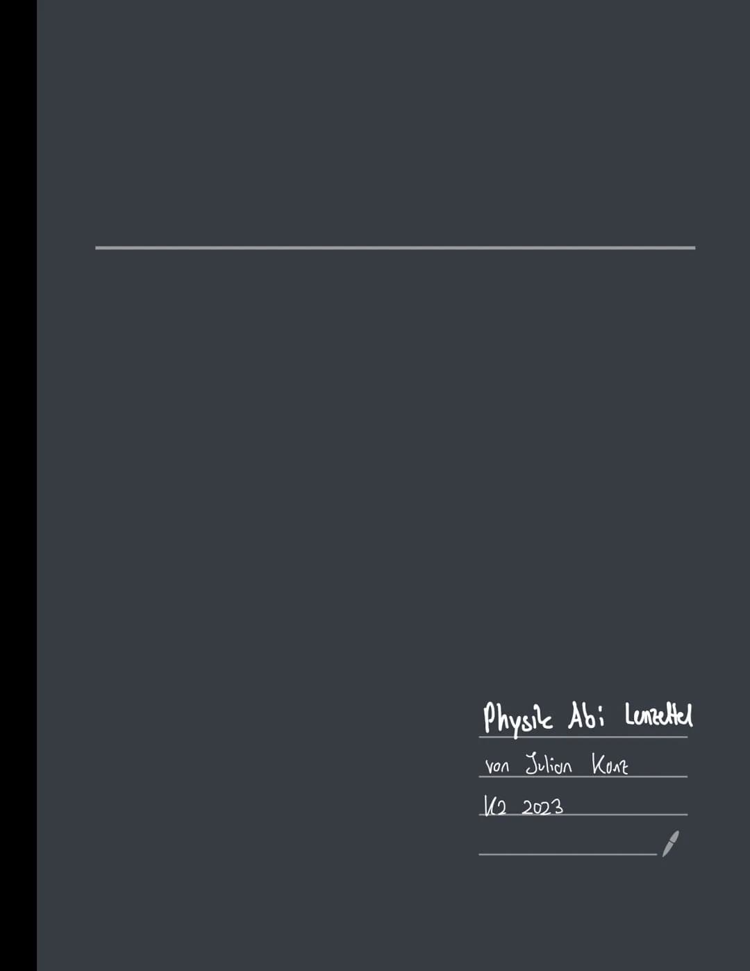 Physik Abi Lernzettel
von Julian Kurz
K2 2023 1) Definiere elestisches Feld
2) Erkläre das Coulomb - Gesetz
3) Beschreibe das Vehalter v