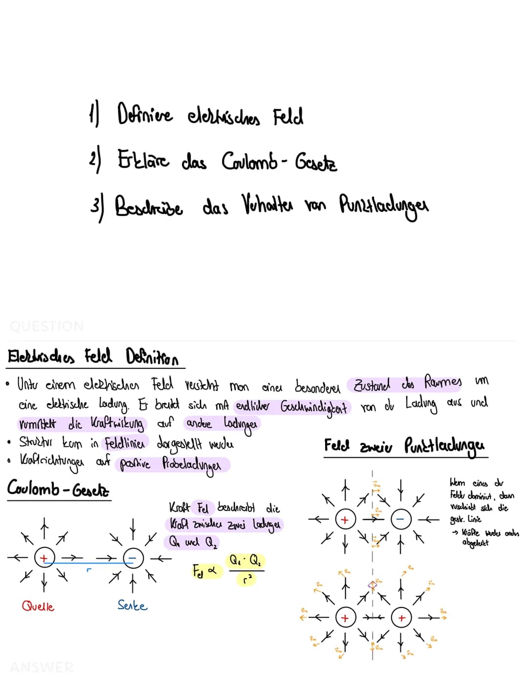 Physik Abi Lernzettel
von Julian Kurz
K2 2023 1) Definiere elestisches Feld
2) Erkläre das Coulomb - Gesetz
3) Beschreibe das Vehalter v