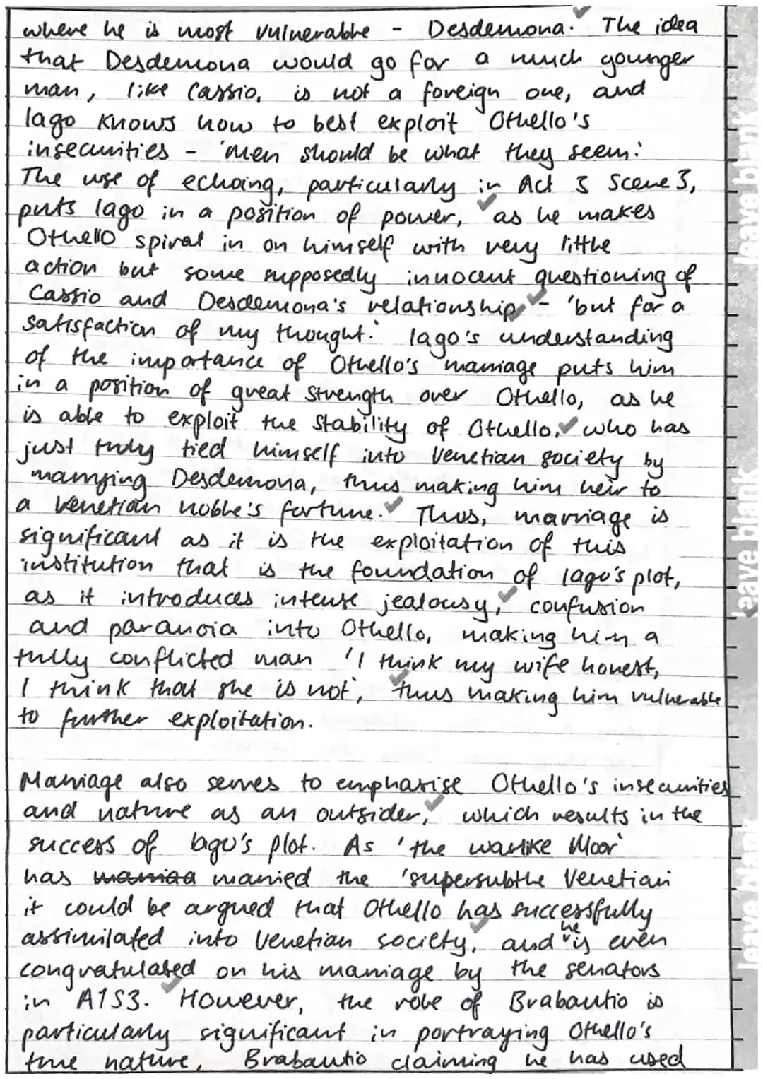<p>In William Shakespeare's play Othello, marriage is a highly significant theme. It is central to the plot and drives the personal insecur