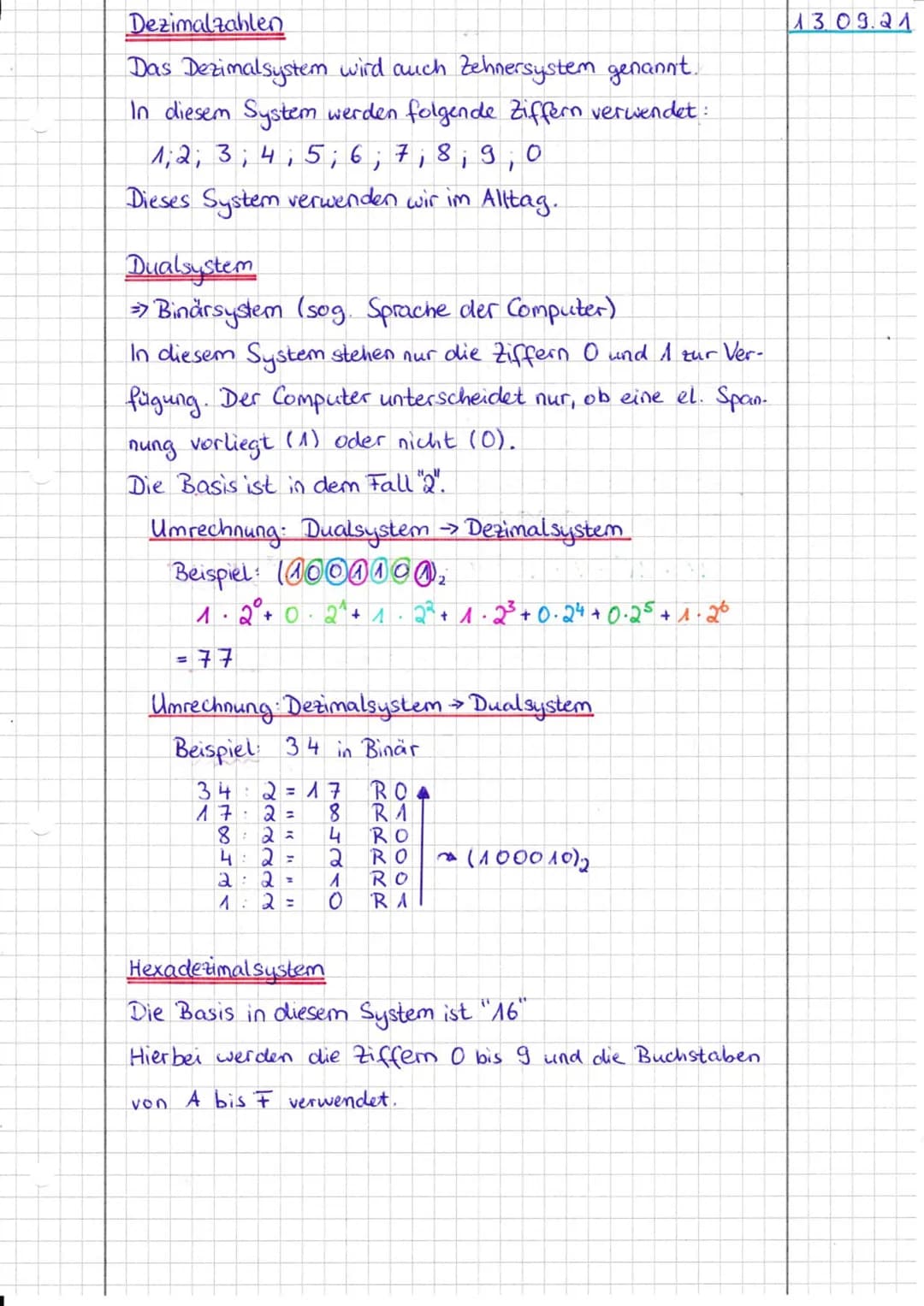 # Dezimalzahlen
Das Dezimalsystem wird auch Zehnersystem genannt.
In diesem System werden folgende Ziffern verwendet:
1;2; 3; 4,5; 6; 7,8,9,