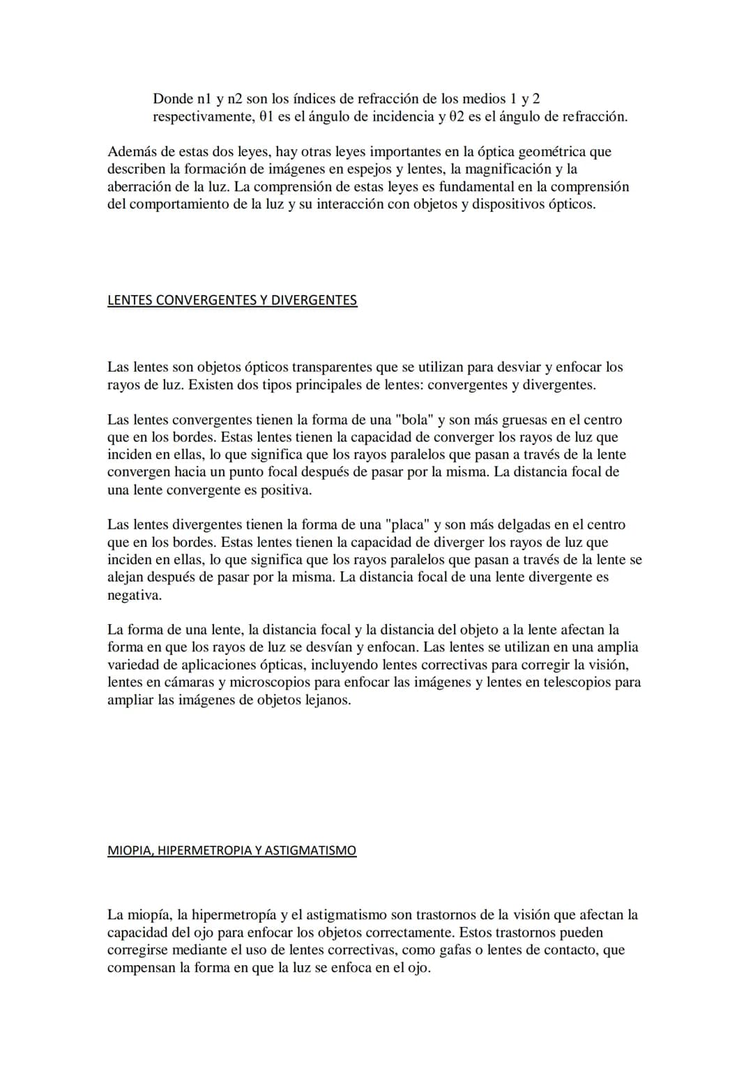 # ÓPTICA GEOMÉTRICA
La óptica geométrica es la rama de la óptica que estudia la propagación rectilínea de la
luz y su interacción con los o