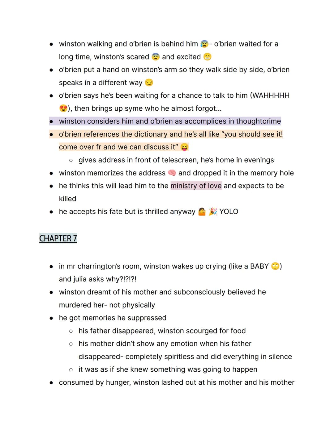# 1984 by George Orwell; { Part 2 Notes }
things to know:
- → this is part 2, not part 1
- → orwell rejected soviet communism
- → the book