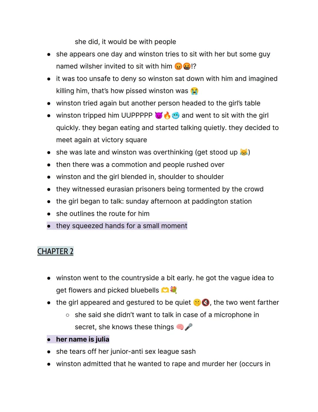 # 1984 by George Orwell; { Part 2 Notes }
things to know:
- → this is part 2, not part 1
- → orwell rejected soviet communism
- → the book