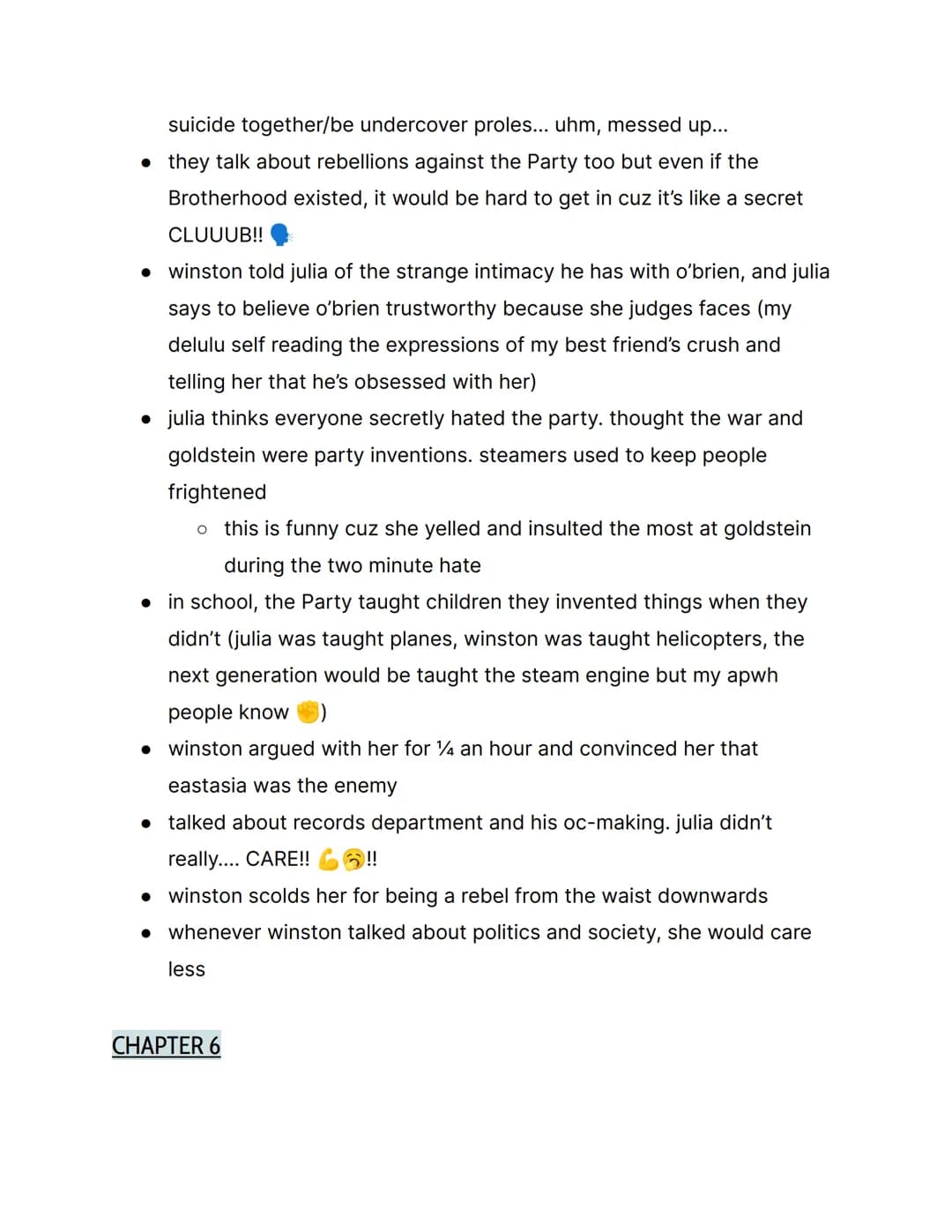 # 1984 by George Orwell; { Part 2 Notes }
things to know:
- → this is part 2, not part 1
- → orwell rejected soviet communism
- → the book
