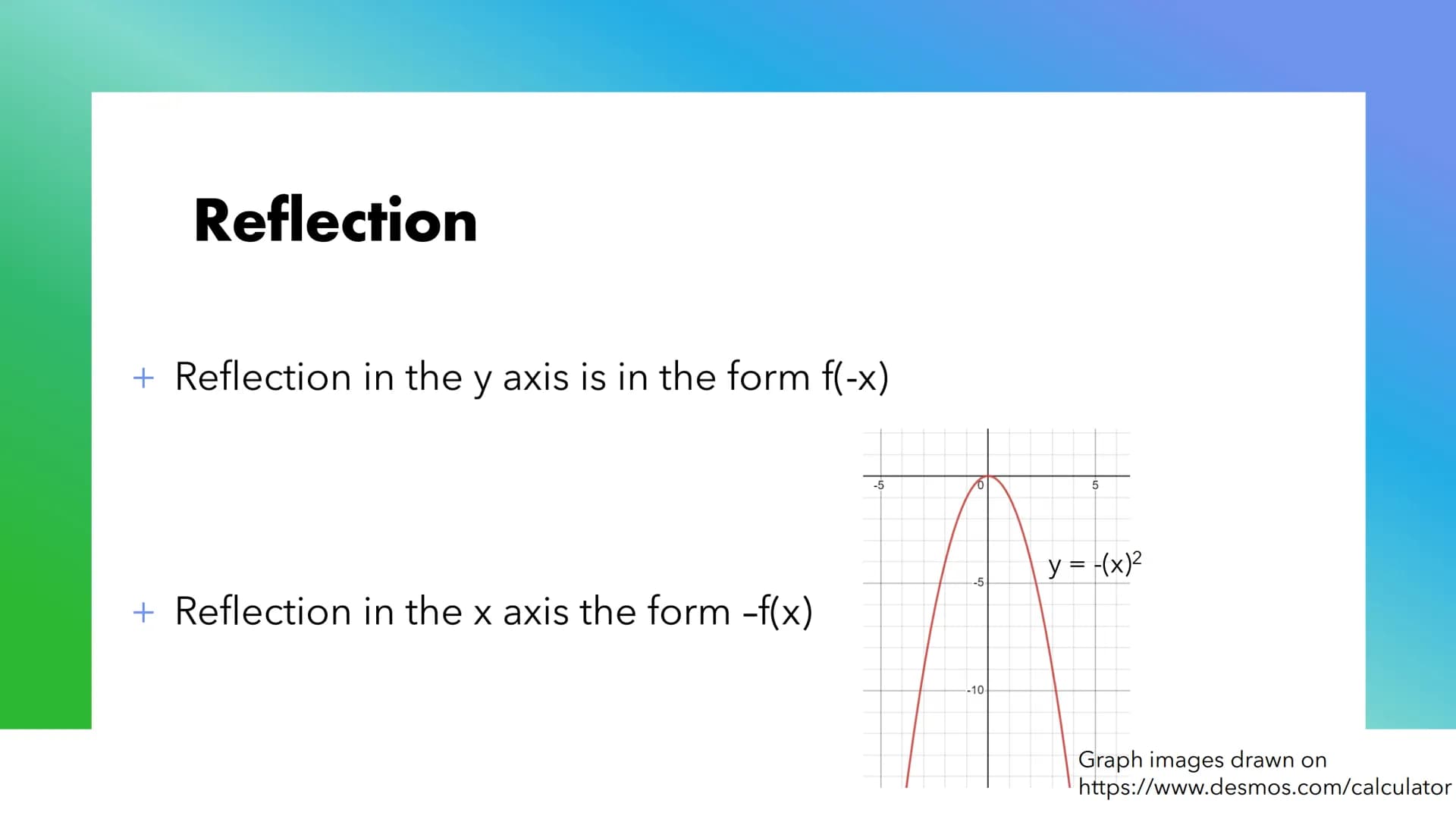 # Transforming
## Curves # Complete the Square
+ You need to complete the square to get the equation to get it
in the right form to tell wh