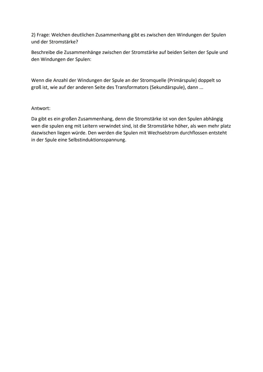 1 Frage: Wie kann man die Stromstärke einer Stromquelle mit Hilfe von Spulen und
Eisenkern (Transformatoren) vergrößern und verkleinern?
Di