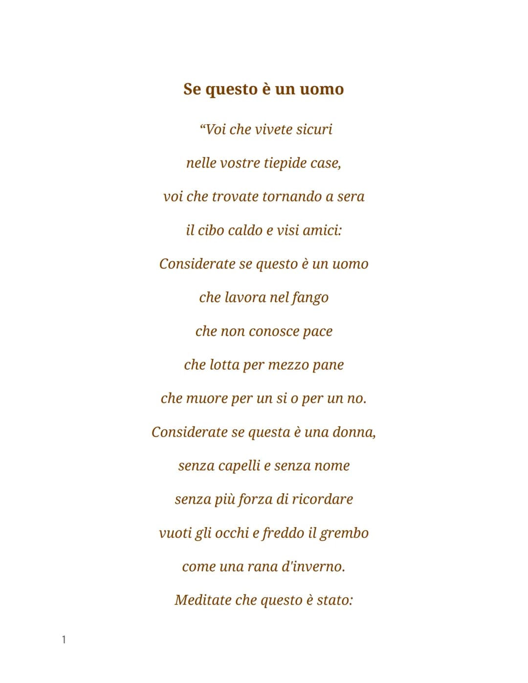<h2>Primo Levi vita e opere</h2>
<p>Primo Levi è stato uno scrittore, partigiano e chimico italiano. Nato a Torino il 31 luglio 1919 da gen