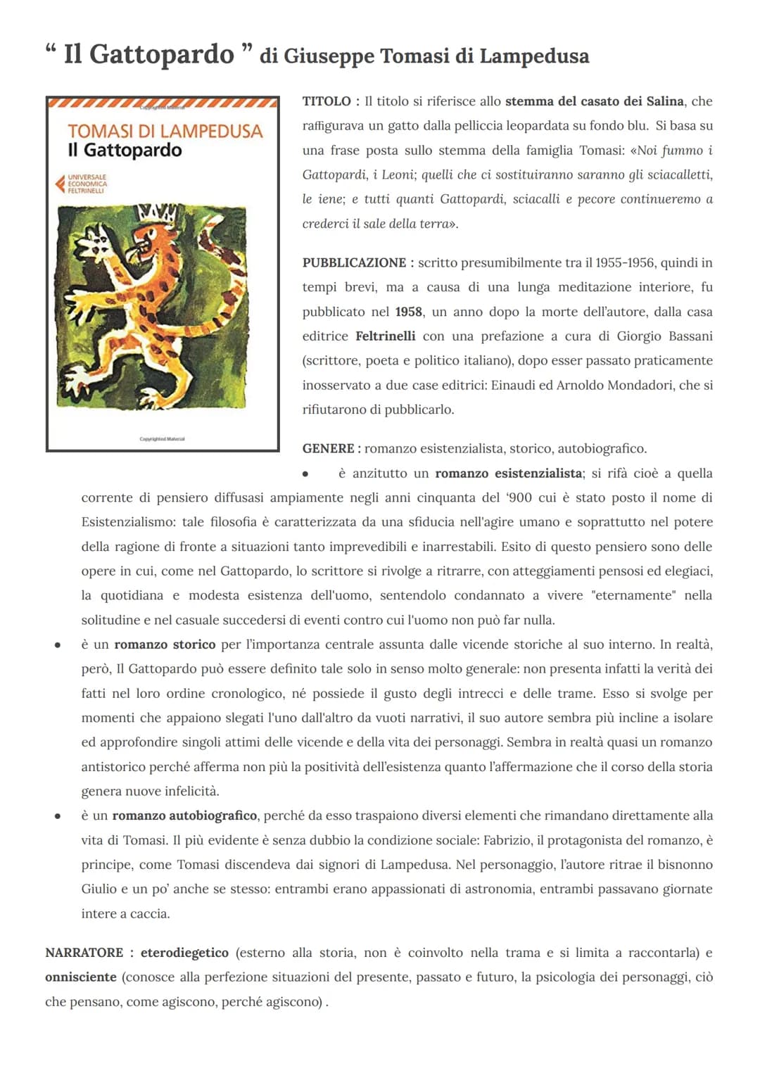 # Il Gattopardo" di Giuseppe Tomasi di Lampedusa
TOMASI DI LAMPEDUSA
Il Gattopardo
TITOLO: Il titolo si riferisce allo stemma del casato d