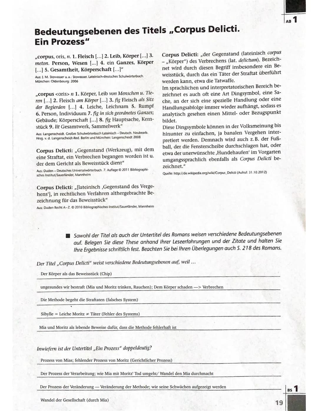 # Corpus Delicti
Der Roman „Corpus Delicti: Ein Prozess" spielt in einer Gesundheitsdiktatur der Zukunft. Darunter verstehst du einen
Staat
