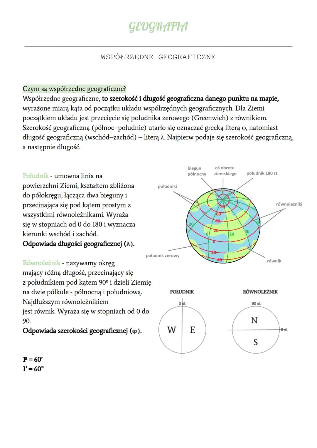 # GEOGRAFIA
## WSPÓŁRZĘDNE GEOGRAFICZNE
**Czym są współrzędne geograficzne?**
Współrzędne geograficzne, to szerokość i długość geograficzn