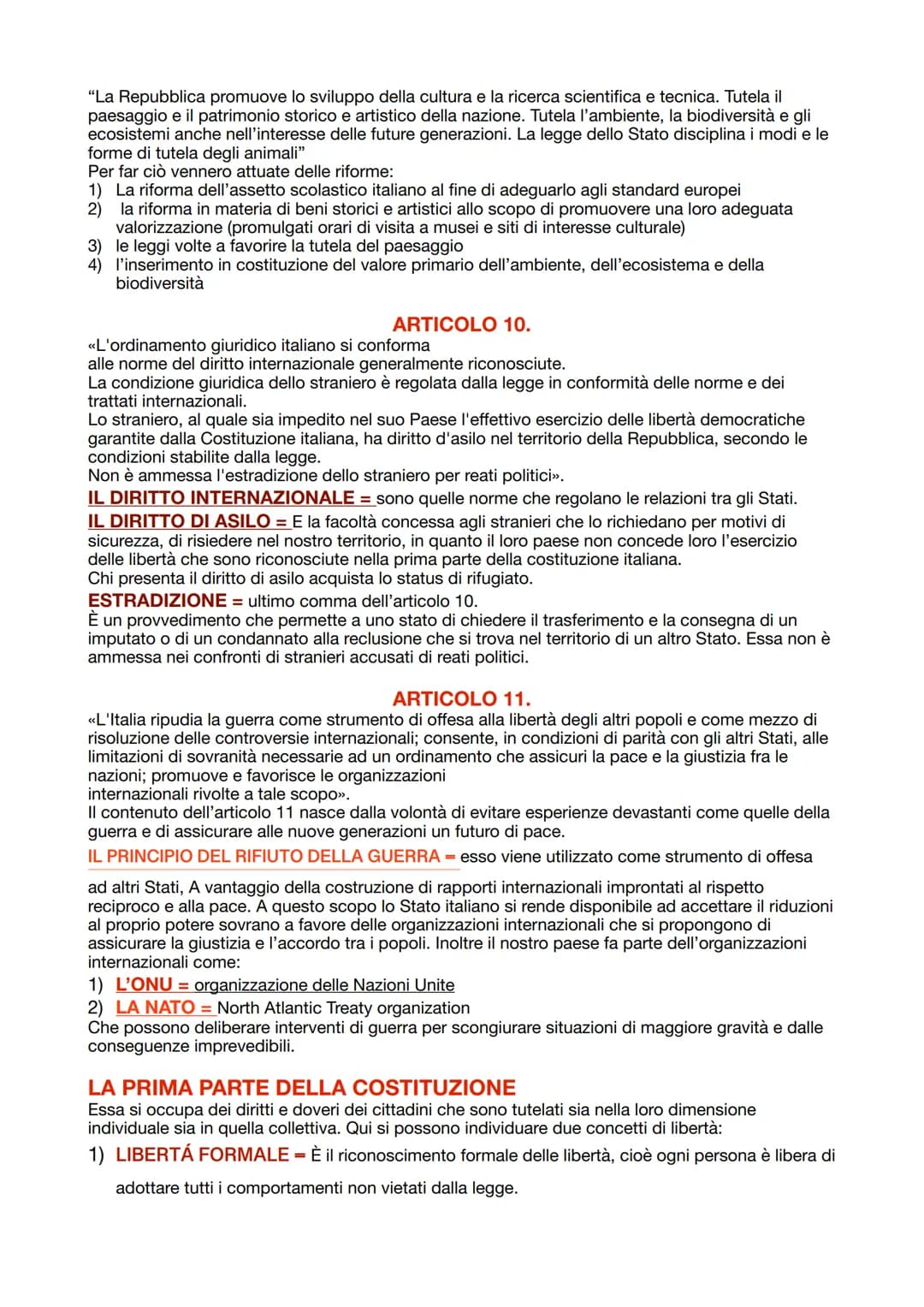 # DIRITTO
# LA COSTITUZIONE ITALIANA
La costituzione italiana è la legge fondamentale dello Stato. Essa fu pronta nell'arco di un anno e
me
