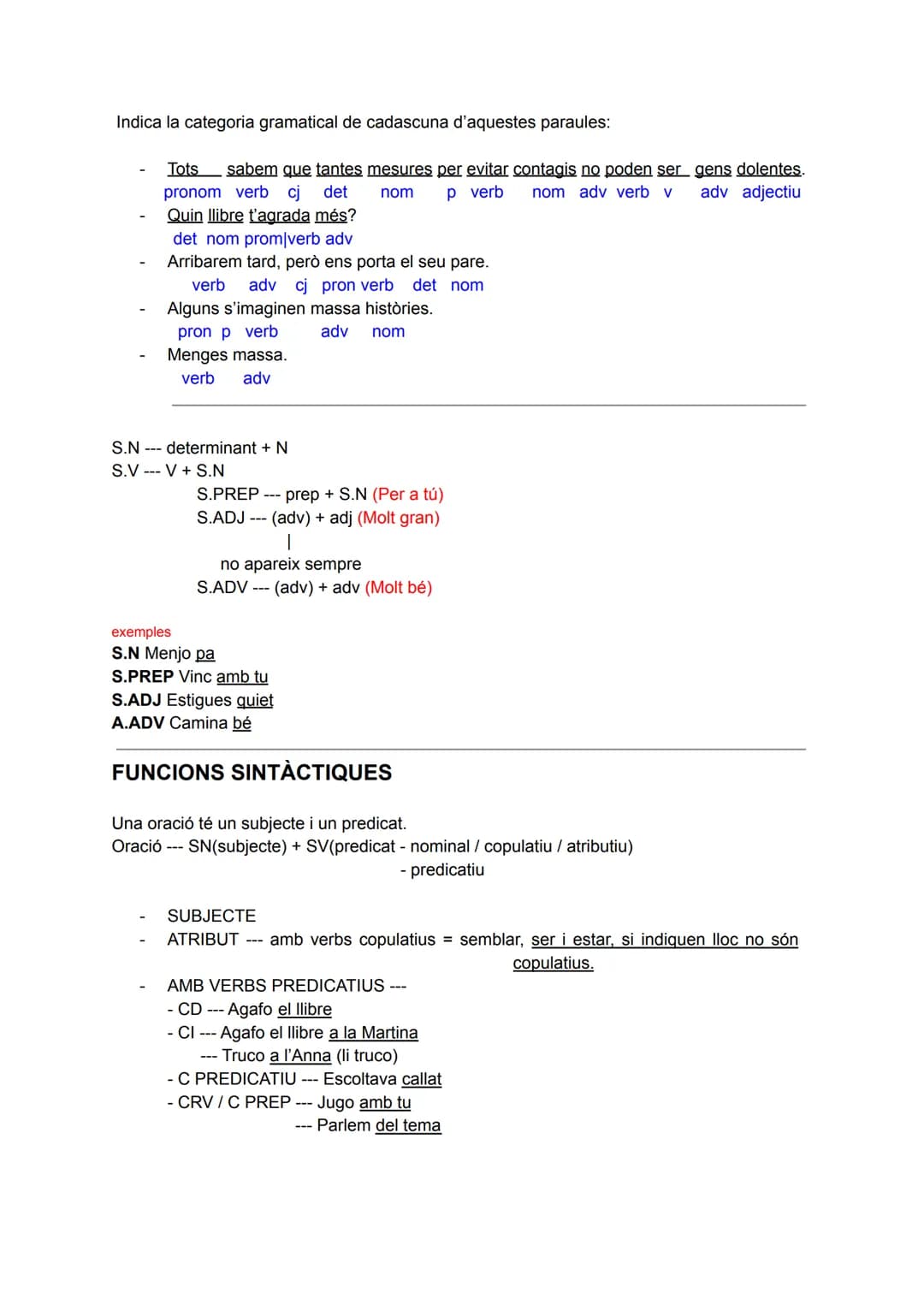 Indica la categoria gramatical de cadascuna d'aquestes paraules:
- Tots sabem que tantes mesures per evitar contagis no poden ser gens dole