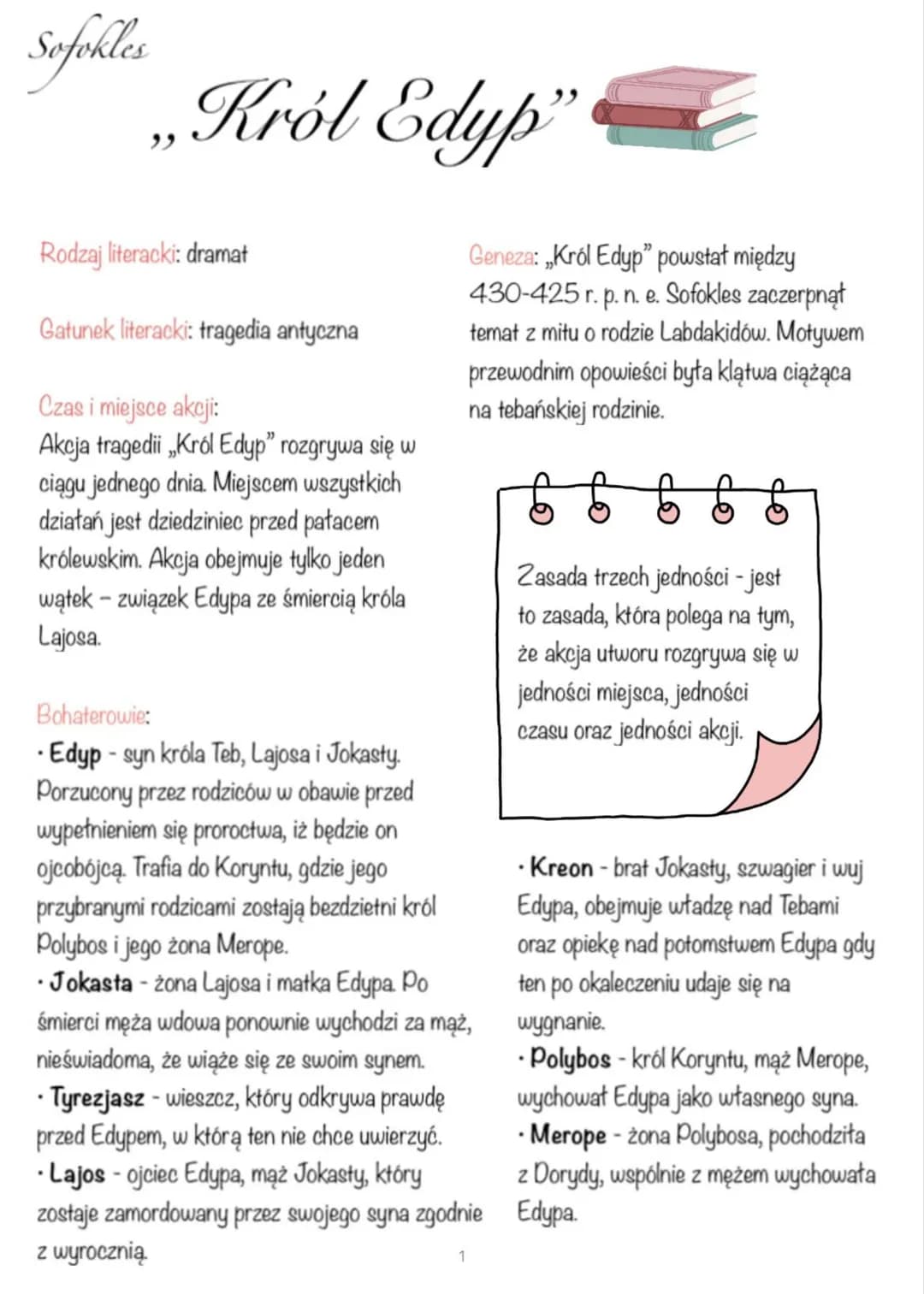 Sofokles
دو
Król Edyp
Rodzaj literacki: dramat
Gatunek literacki: tragedia antyczna
Czas i miejsce akcji:
Akcja tragedii „Król Edyp" roz
