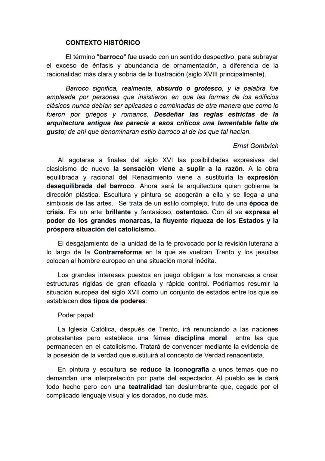 BARROCO # CONTEXTO HISTÓRICO
El término "barroco" fue usado con un sentido despectivo, para subrayar
el exceso de énfasis y abundancia de o