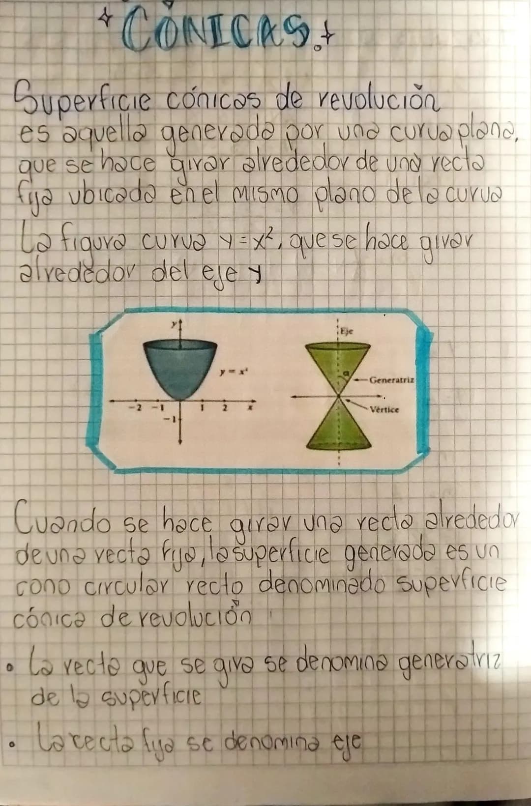 *CONICAS+
Superficie cónicas de revolución
es aquella generada por una curvaplana,
que se hace girar alrededor de una recta
fija ubicada en
