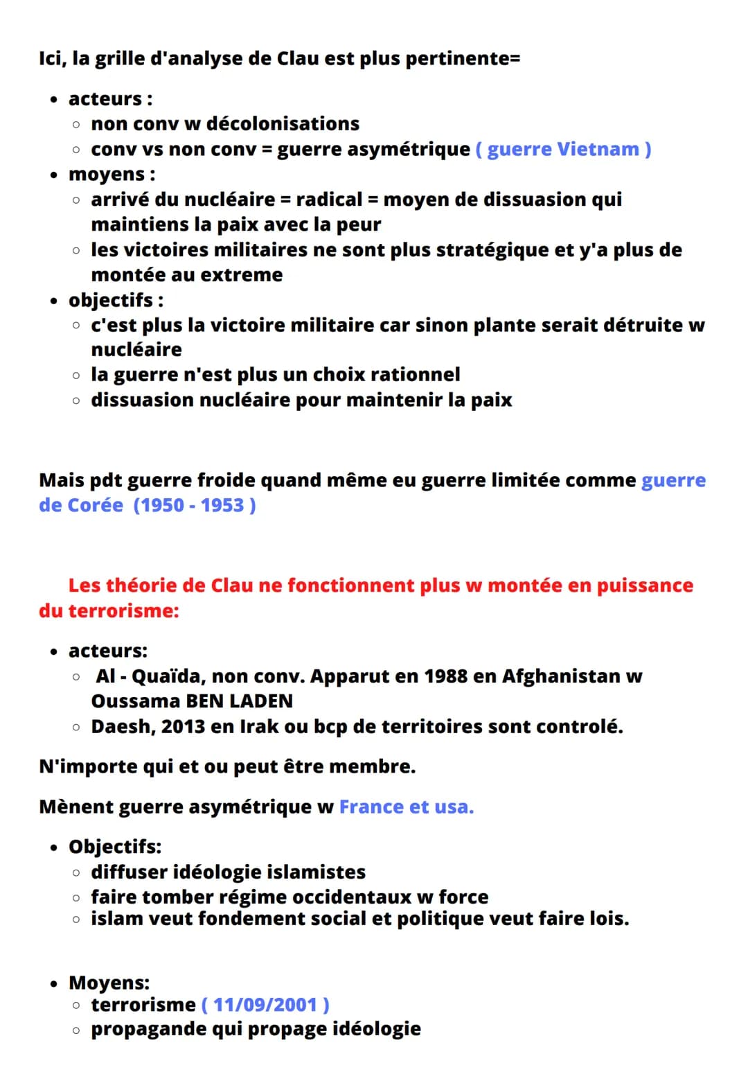 # HGGSP
Théme 1: Faire la guerre faire la paix
Selon Clau: " la guerre c'est la continuation de la politique par d'autres
moyens"
## INTR