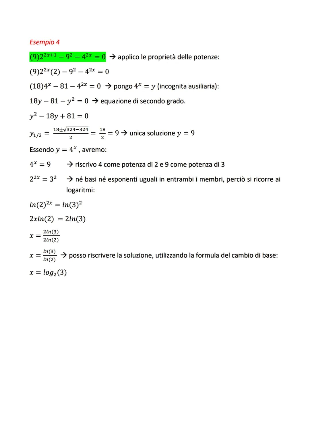 # EQUAZIONI E DISEQUAZIONI
# ESPONENZIALI
EQUAZIONI
$a^x = b$
Regola generale: $a^x = b \rightarrow log_a(b) = x$
| Condizioni | Soluzio