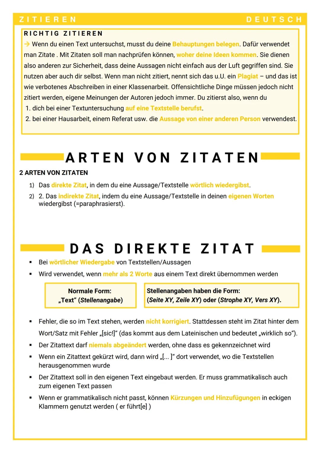 # ZITIEREN
## RICHTIG ZITIEREN
DEUTSCH
→ Wenn du einen Text untersuchst, musst du deine Behauptungen belegen. Dafür verwendet
man Zitate.