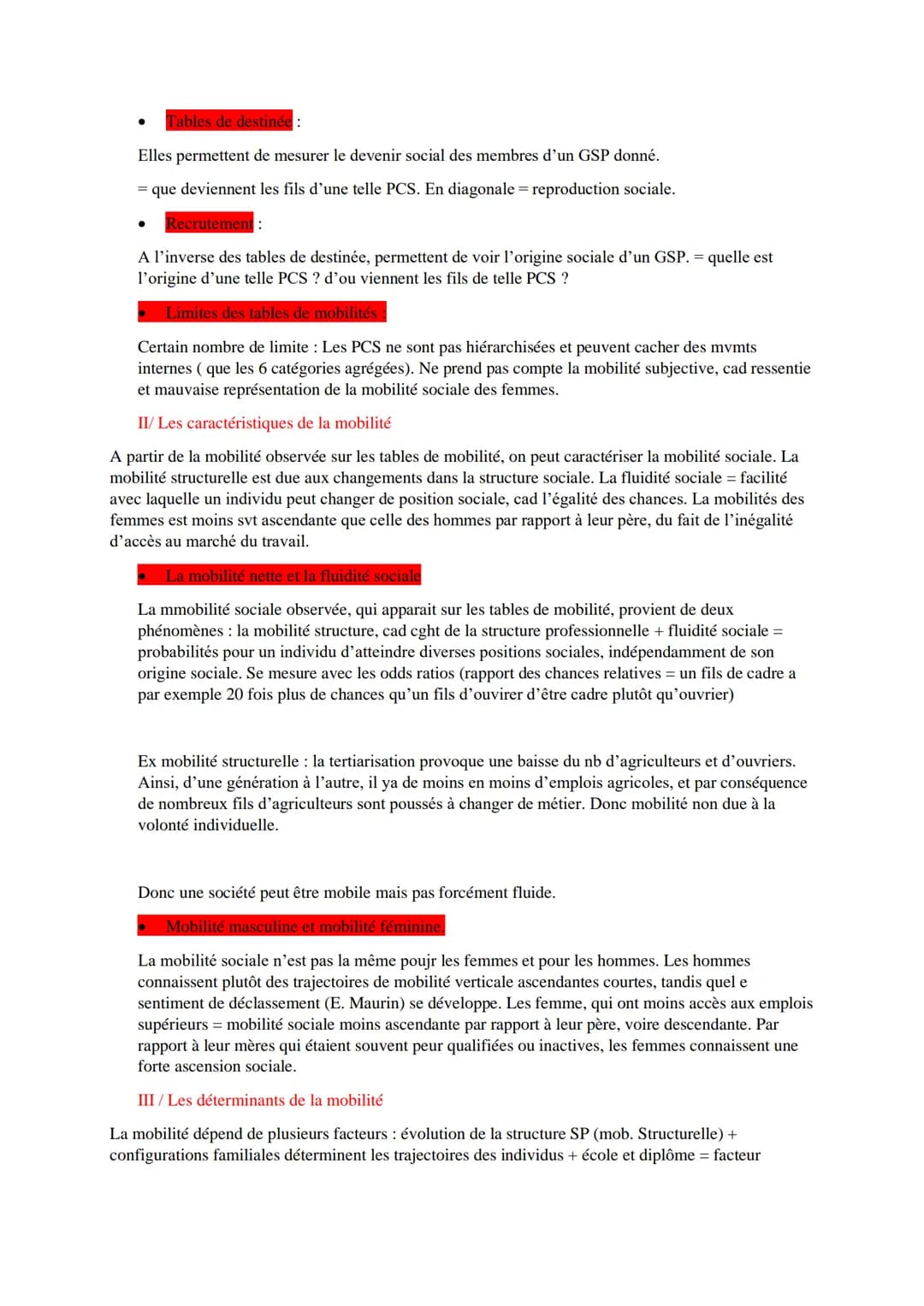 # Les caractéristiques contemporaines et les facteurs de la mobilité sociale
Résumé: la mobilité sociale = phénomène de circulation des ind
