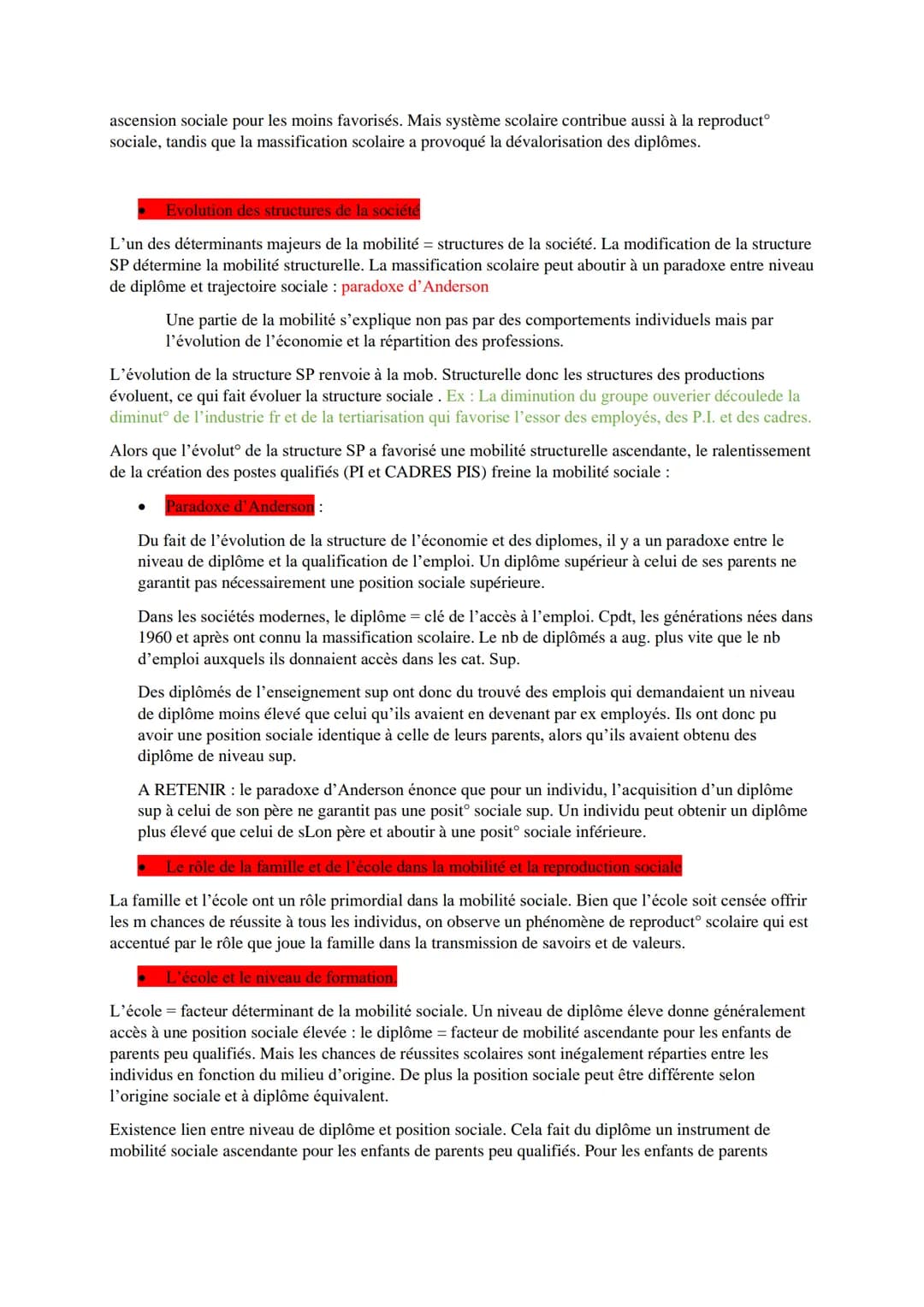 # Les caractéristiques contemporaines et les facteurs de la mobilité sociale
Résumé: la mobilité sociale = phénomène de circulation des ind