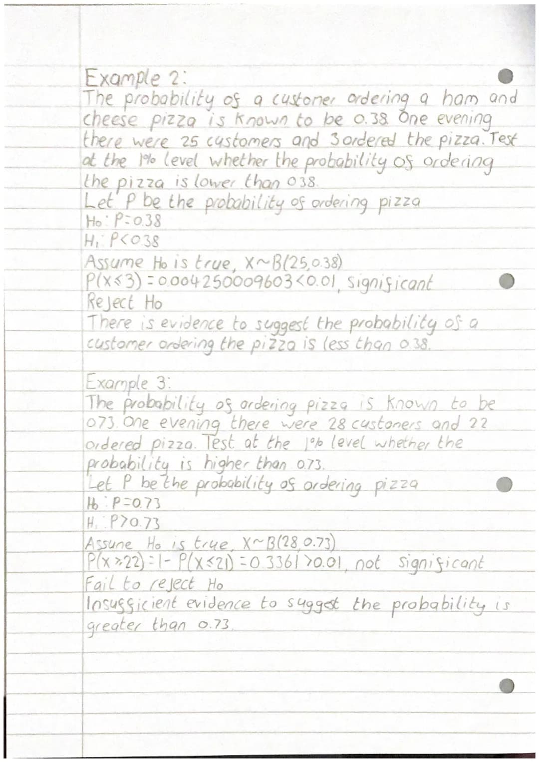 # Hypothesis testing
Ho, null hypothesis
Hi, alterative hypothesis
Significance level is the probability of incorrectly
rejecting Ho
One ta
