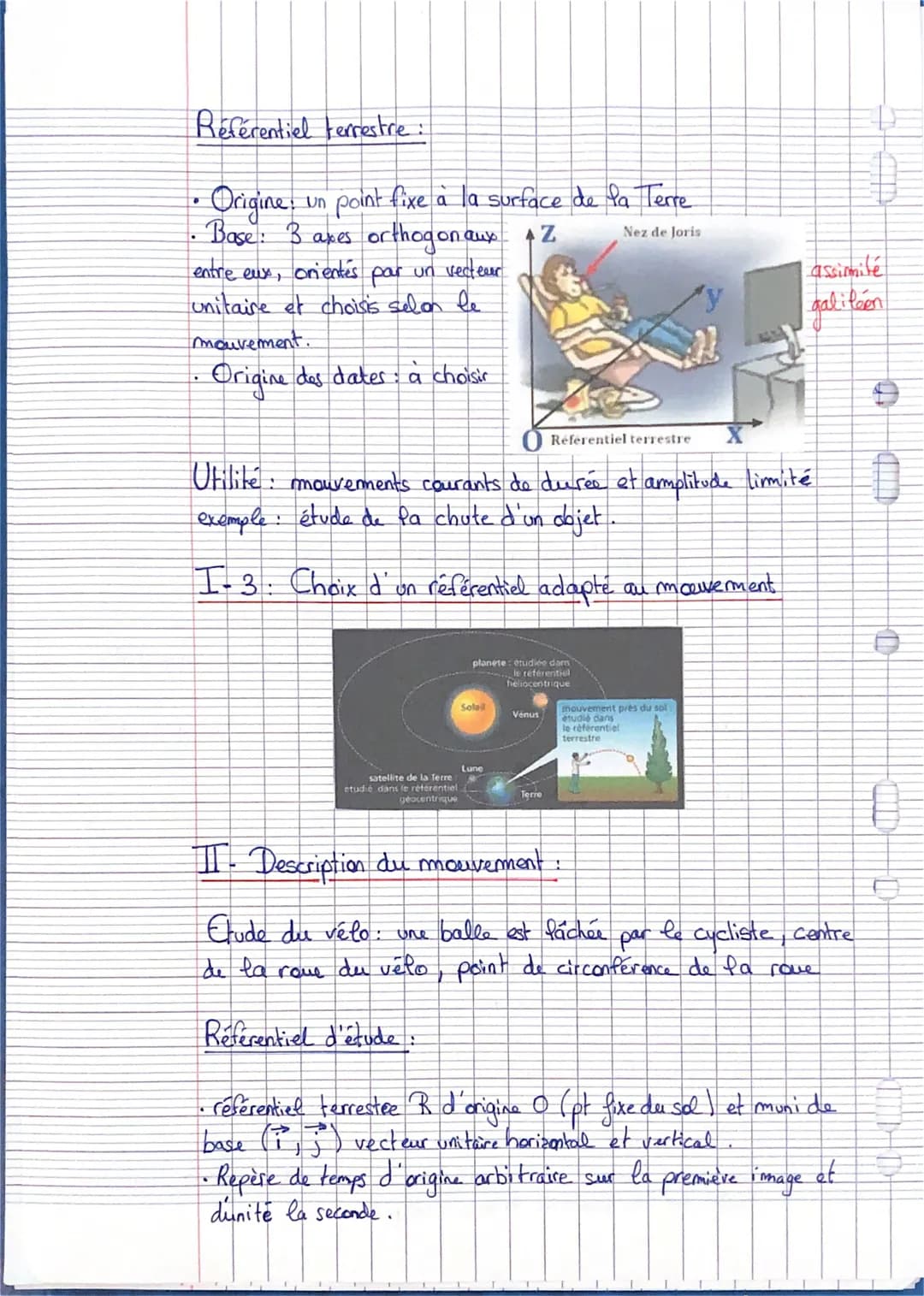 Fiche de SPC。
Chap 9: Partie 4
(Inde)
Exemples de référentiels usuels :
Référentiel héliocentrique:
•Origine centre de gravité du
Système