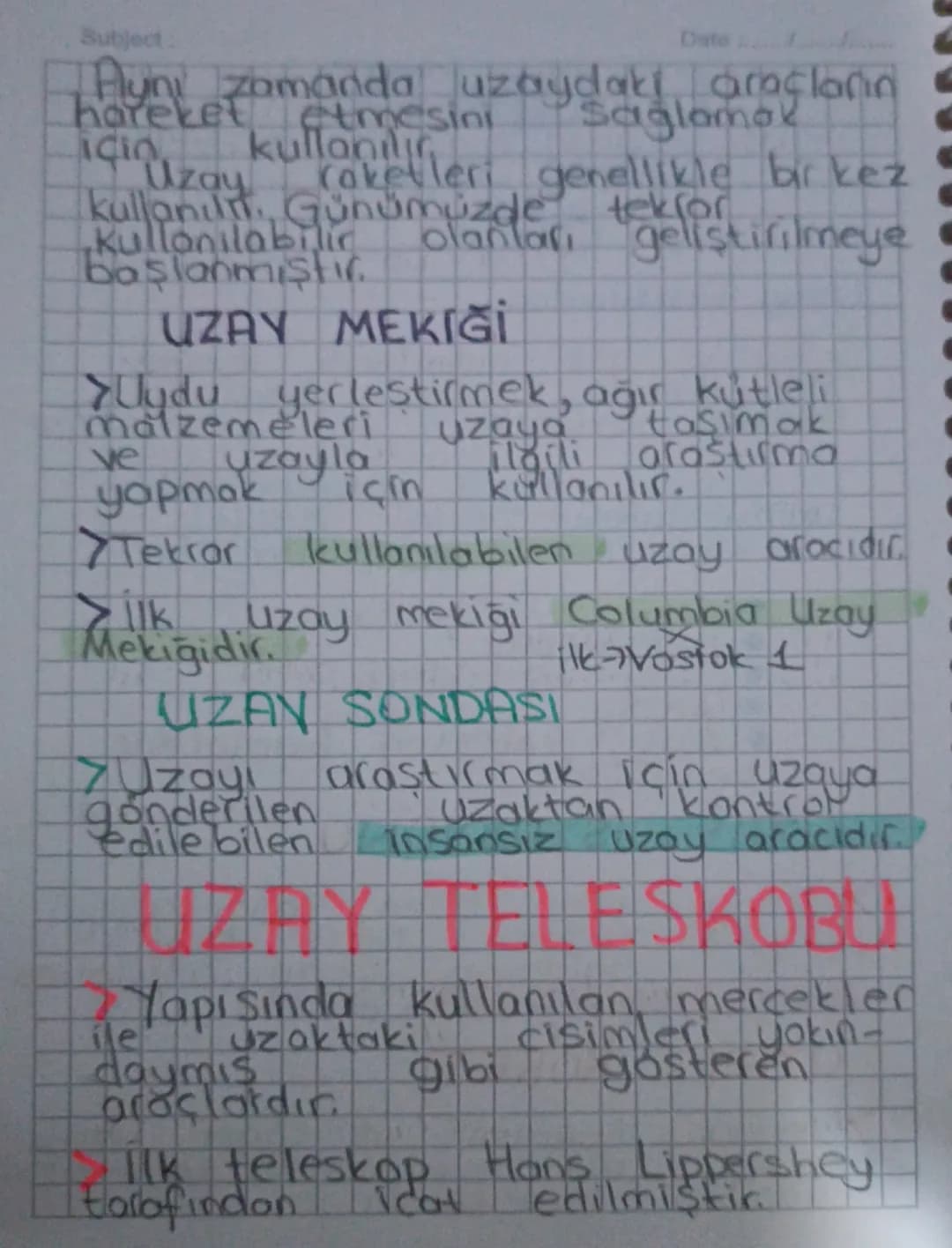 Subject
Date and
# 1. ÜNİTE
## Güneş Sistemi
## ve
## Ötesi
Uzay Araştırmalar,
> Bütün gök cisimlerini, içinde
bulunduran Sonsuz boşluğa