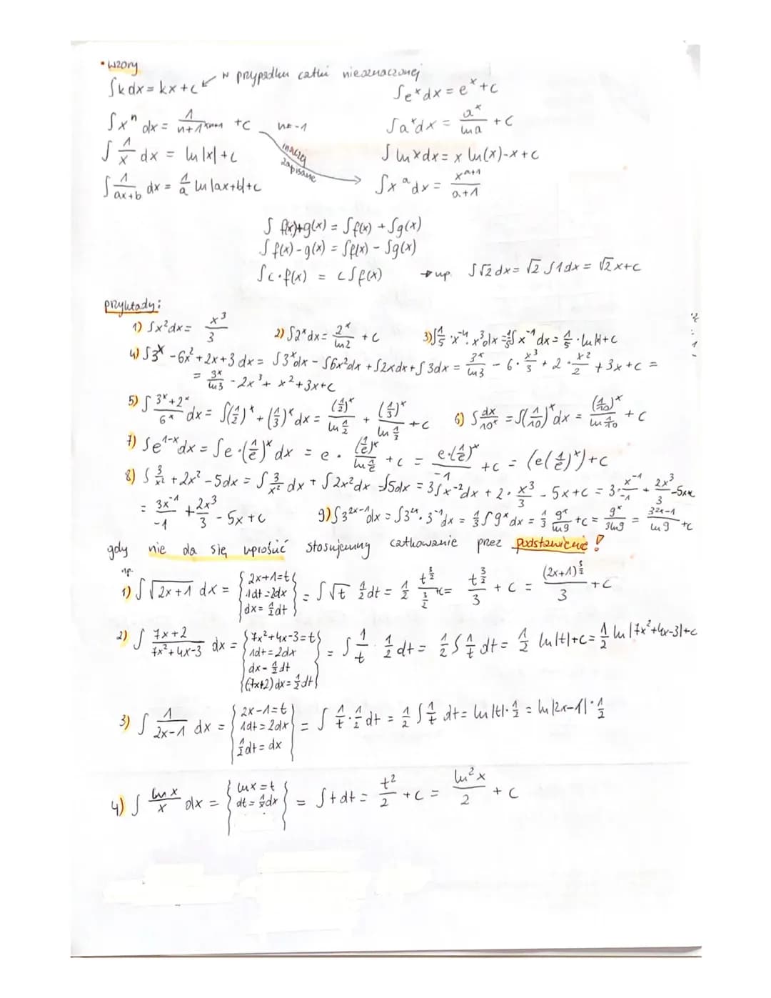 * pachodne
$f(x)= c$ $f'(x)=0$
$f(x)= x^n$ $f'(x)=nx^{n-1}$
$f(x) = x$ $f'(x)= 1$
$f(x)=\frac{1}{x}$ $f'(x)=-\frac{1}{x^2}$
$f(x)=\sqrt