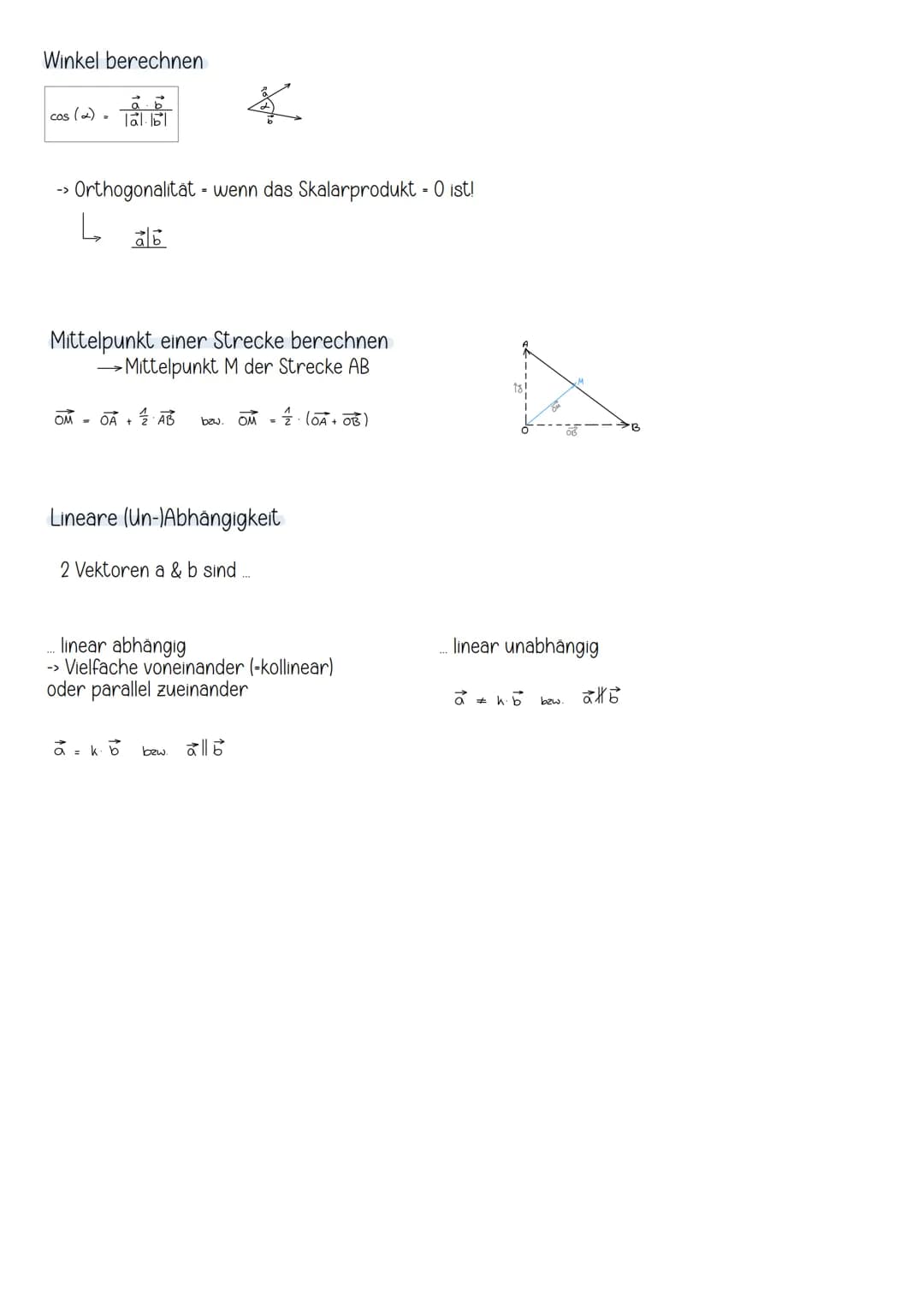 # Mathe
VEKTORGEOMETRIE
a
C
S
b
a²+b²= c²
M= ($\frac{x1+x2}{2}$, $\frac{Yi+y2}{2}$)
h
b
S
S
V = s³
X=$\\\frac{-b±\√{b²-4ac}}{29}