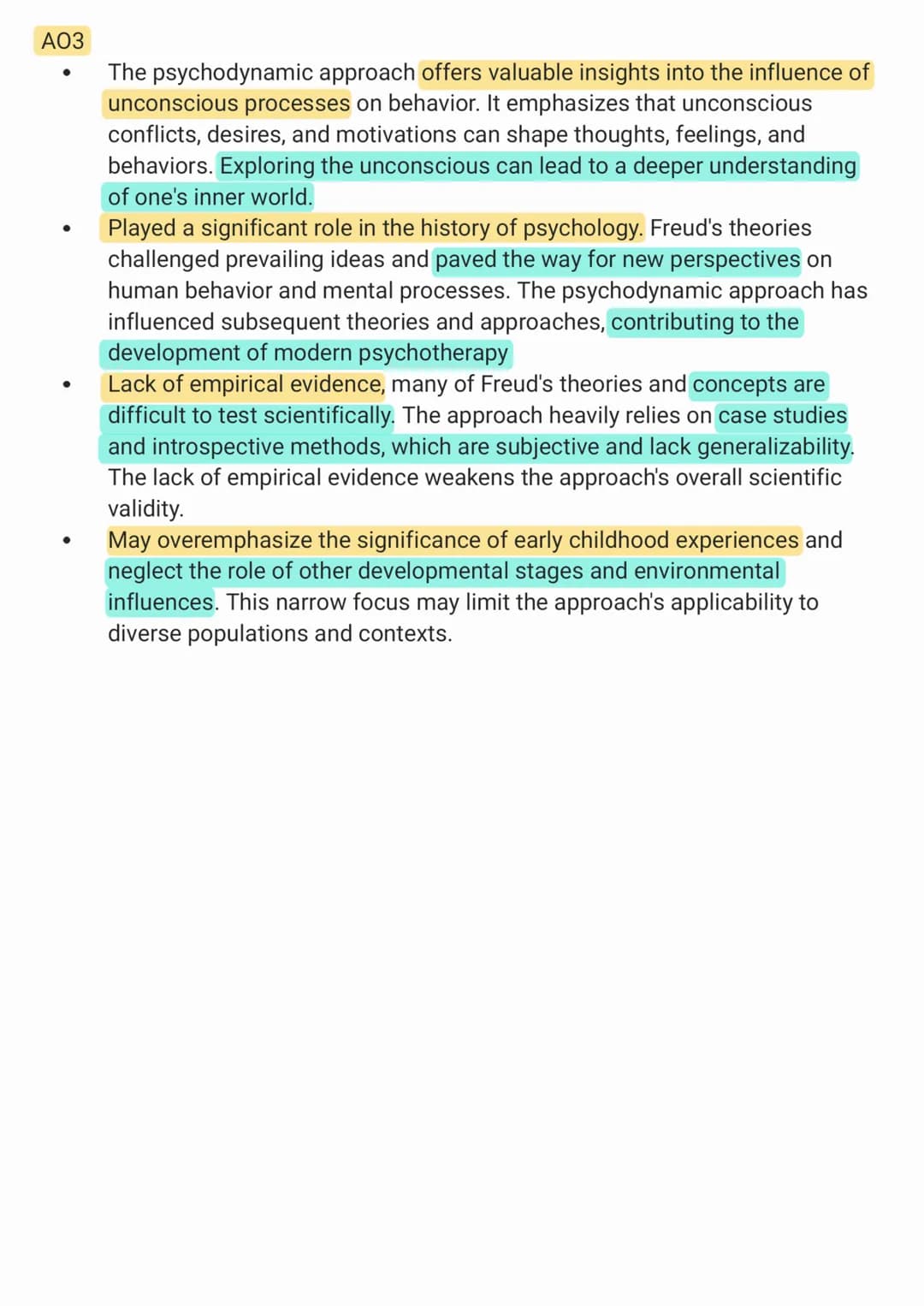 Outline and evaluate the psychodynamic approach in psychology (16 marks)
A01
- Proposed by Freud where the theory suggests that our behavi