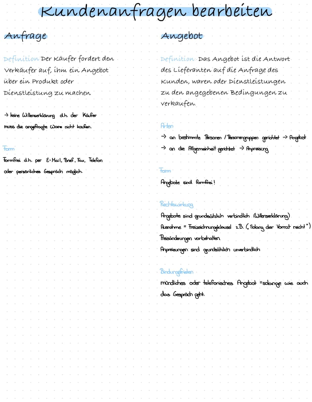 Schriftliche Prüfung
23.05.2022
LF03
Aufträge kundenorientiert bearbeiten
- Kundenanfragen bearbeiten
- Angebotspreise Kalkulieren
- Kaufver