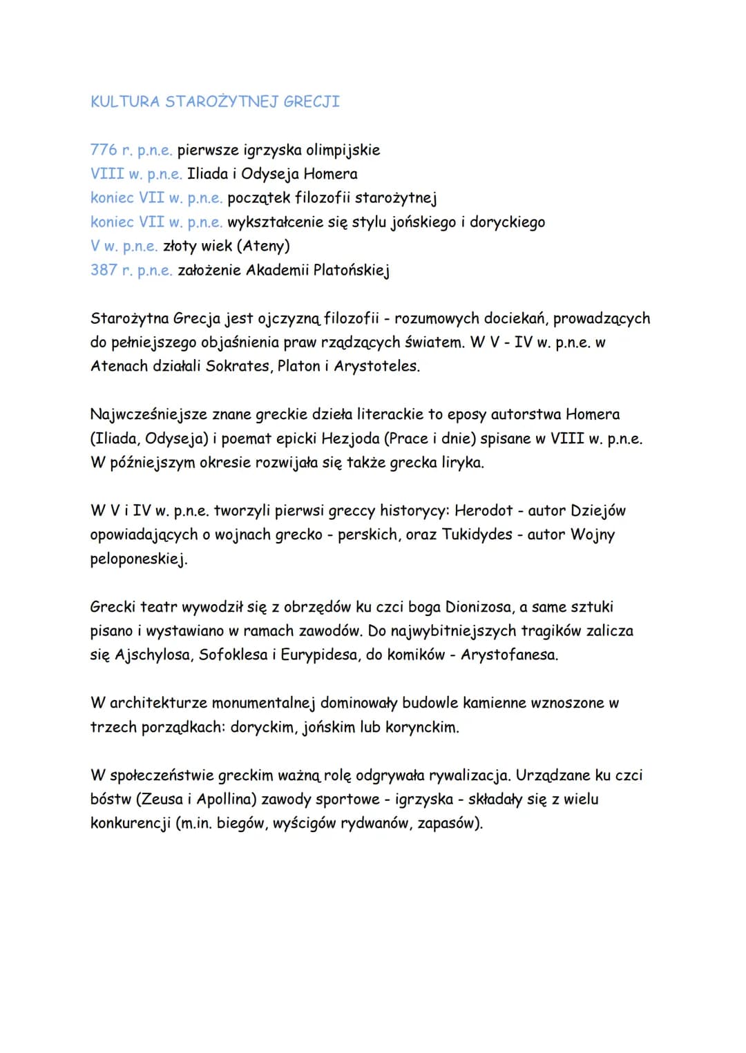 HELLADA I HELLENOWIE
ok. 2000-1200 p.n.e. cywilizacja minojska
ok. 1600-1200 p.n.e. cywilizacja mykeńska
VIII w. p.n.e. powstanie pierwszyc