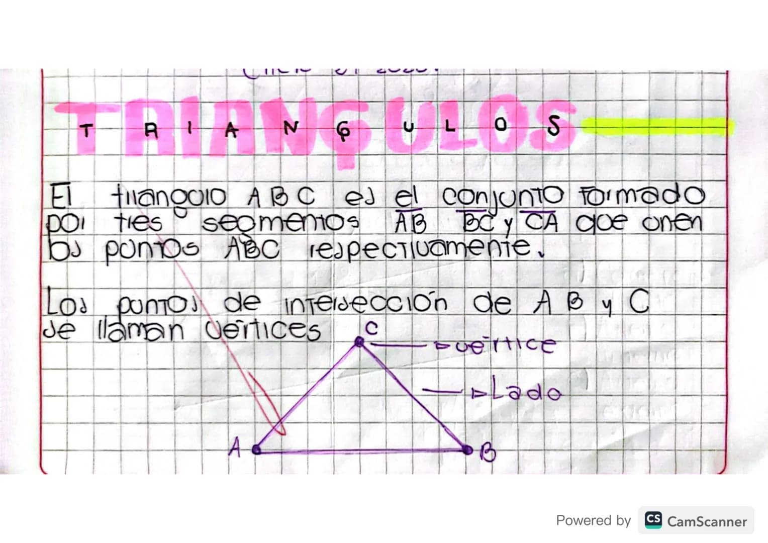# TRIAN
NGULOS
El tilanguio ABC ed el conjunto formado
DOI ties segmentos $\overline{AB}$ $\overline{BC}$Y $\overline{CA}$ que onen
bs punt