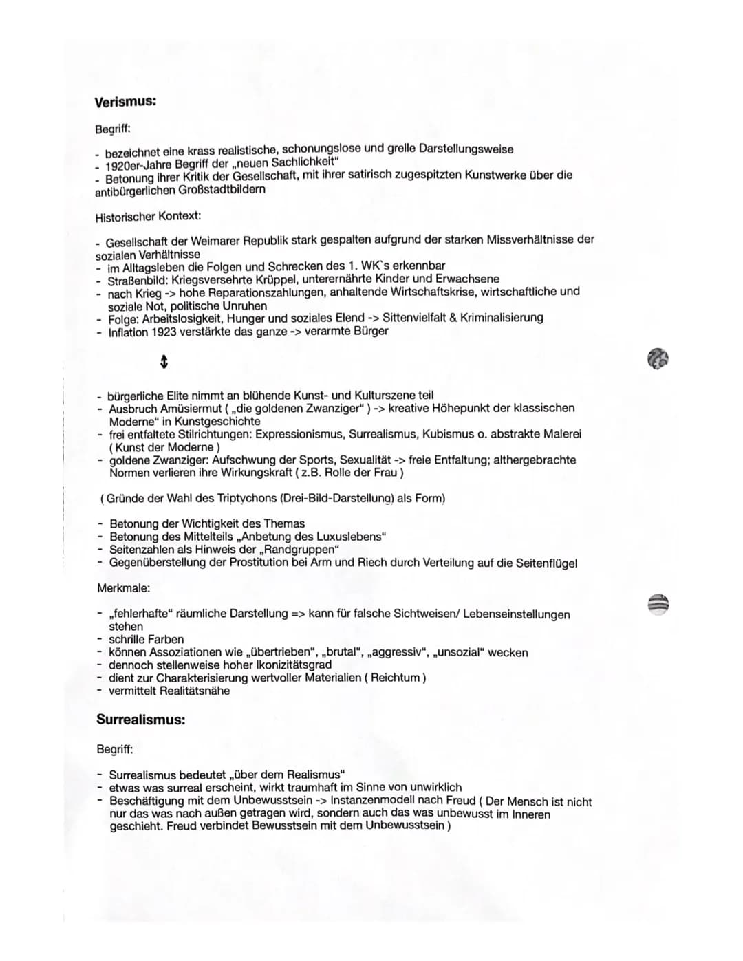 Verismus:
Begriff:
- bezeichnet eine krass realistische, schonungslose und grelle Darstellungsweise
- 1920er-Jahre Begriff der neuen Sachli