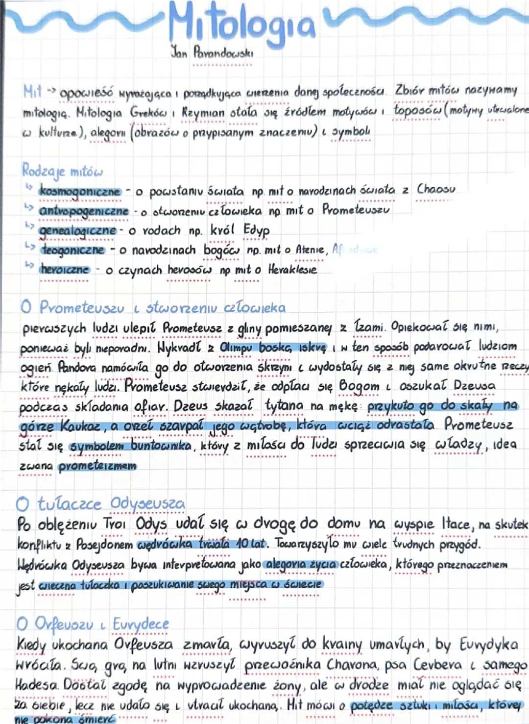 # Mitologia
Jan Pavandowski
Mit opowieść wyrażająca i porządkująca wierzenia danej społeczności. Zbiór miłów nazунату
mitologia. Mitologia