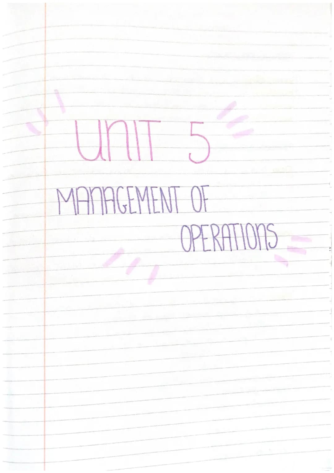UNIT 5
MANAGEMENT OF
OPERATIONS # methods of procluction
role of operations
* purchasing what stock, how much and from whom
* Systems w