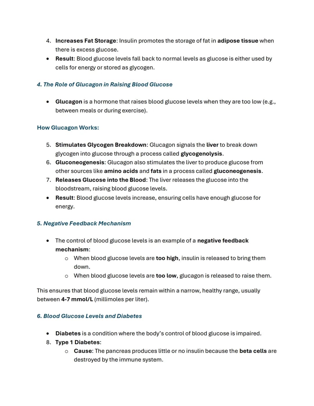 GCSE Biology Notes on Control of Blood Glucose
1. What is Blood Glucose Regulation?
- Blood glucose regulation is the process by which the