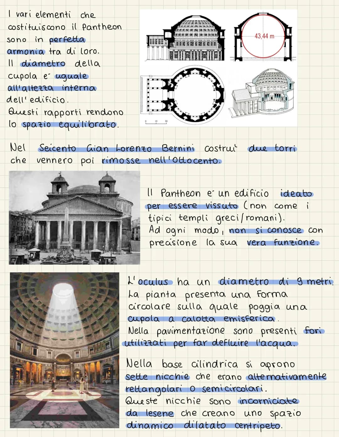 Pantheon
Il suo nome deriva dal
greco "pân" (tutto) e
"theo's" (dio); esso e'
infatti un tempio dedicato
a tutte le divinita.
La sua costr