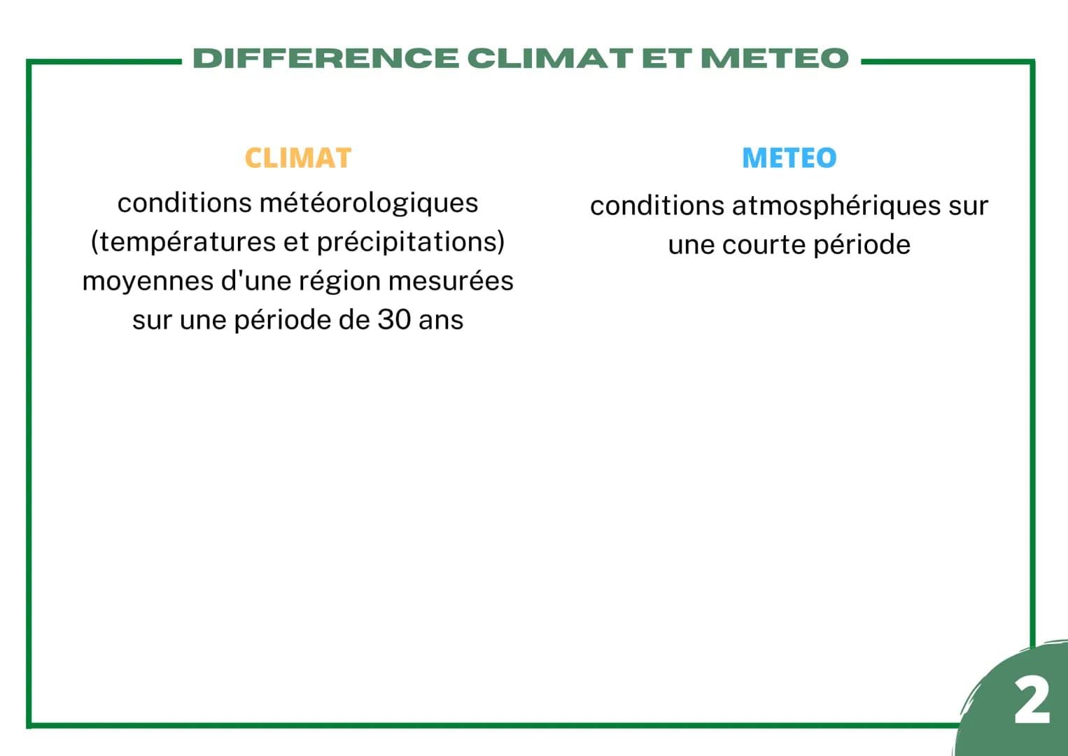 - DÉFINIR LE RISQUE MÉTÉOROLOGIQUE PAR:
ALEA
possibilité ou probabilité de la
survenue d'une catastrophe
+
ENJEU
représenté par la popula