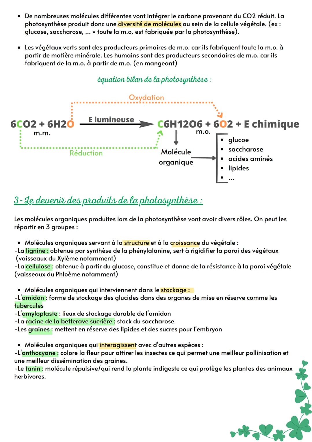 Th 2: de la plante sauvage à la plante domestiquée
# Ch 12 : La plante, productrice de
matière organique
Intro: Les molécules organiques p