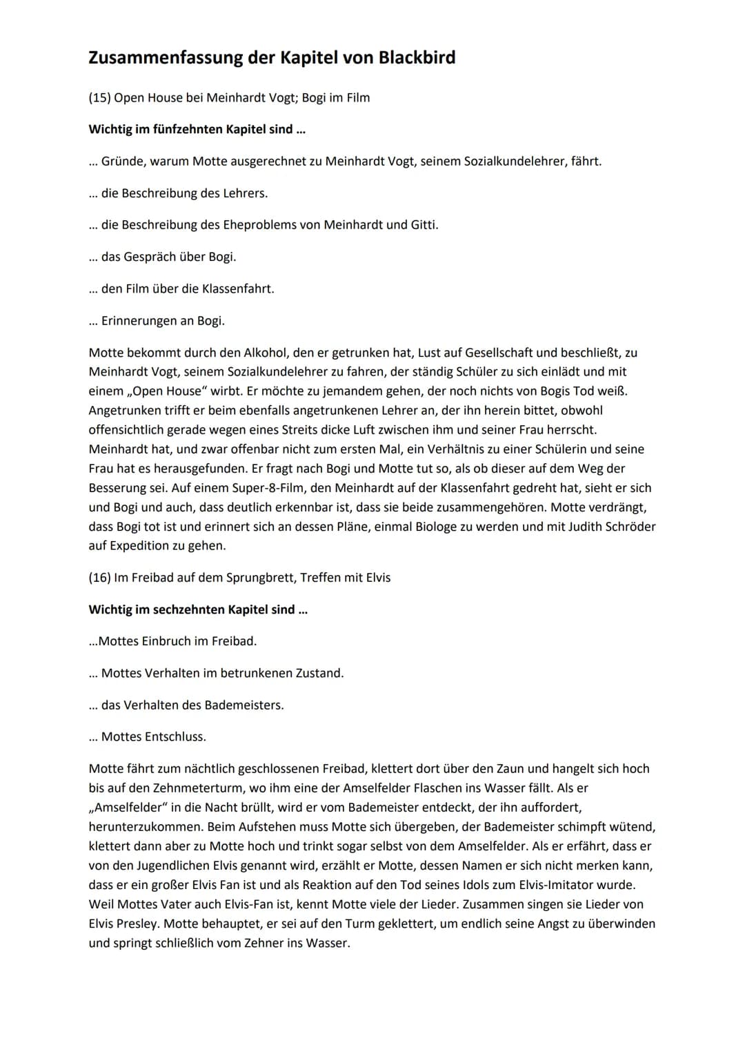 # Zusammenfassung der Kapitel von Blackbird
(1) Der Anruf von Bogis Vater verändert alles- Bogi ist schwer krank und im Krankenhaus
Wichti