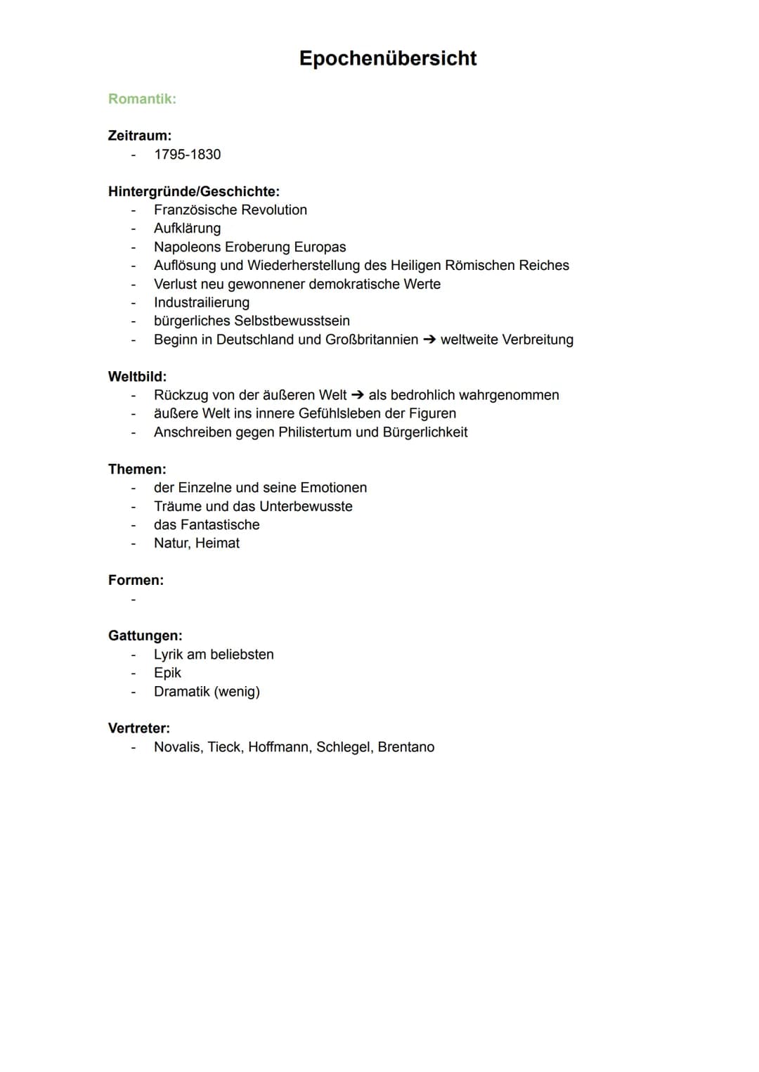 # Epochenübersicht
Barock:
Zeitraum:
- 1600-1720
Hintergründe/Geschichte:
- Entwicklung modernen Wissenschaften
- Aufblühen des Humanismu