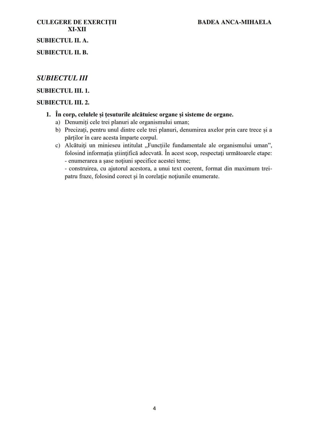 BADEA ANCA-MIHAELA
ISBN 978-973-0-37214-4
BIOLOGIE
CULEGERE DE EXERCIȚII
XI-XII
Reşiţa,
2022 CULEGERE DE EXERCIȚII
XI-XII
BADEA ANCA-MIHA