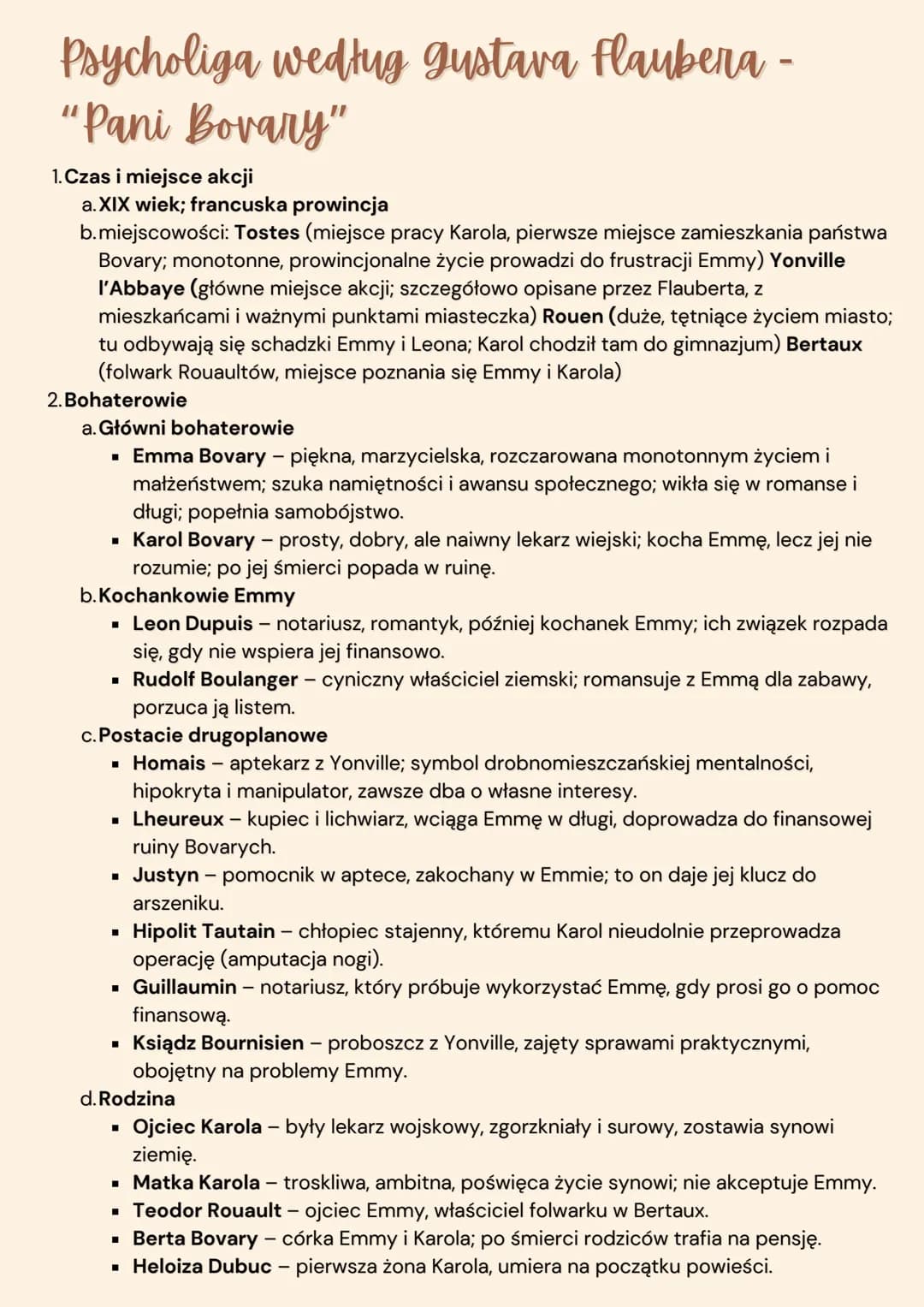 # Pani Bovary
Gustave Flaubert # Psycholiga według gustava Flaubera -
"Pani Bovary"
1. Czas i miejsce akcji
a. XIX wiek; francuska prowinc