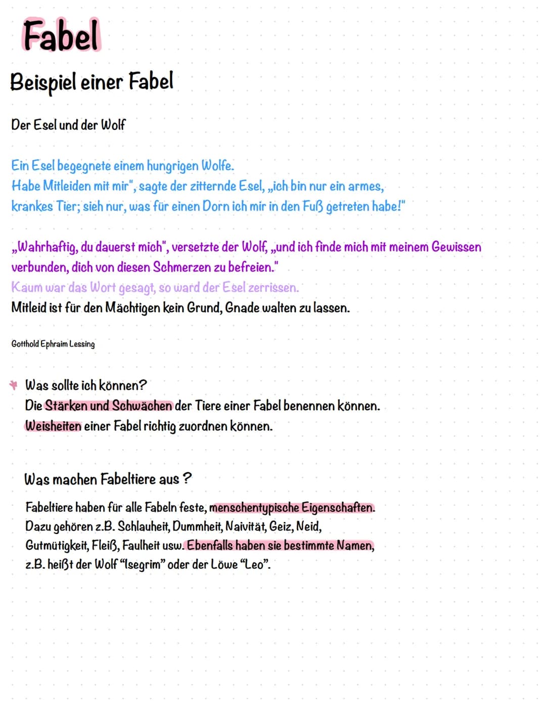 # Fabel
• Was ist eine Fabel?
Fabeln sind kurze Erzählungen, in denen Tiere mit menschlichen Eigenschaften die Hauptrolle spielen. In
Fabe